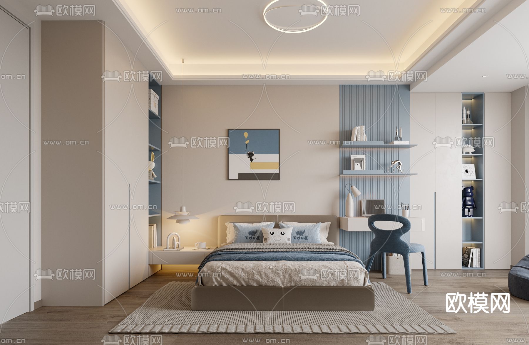 BEDROOM – MODERN STYLE – CORONA – 3D MODEL – 2063 - thumbnail 1