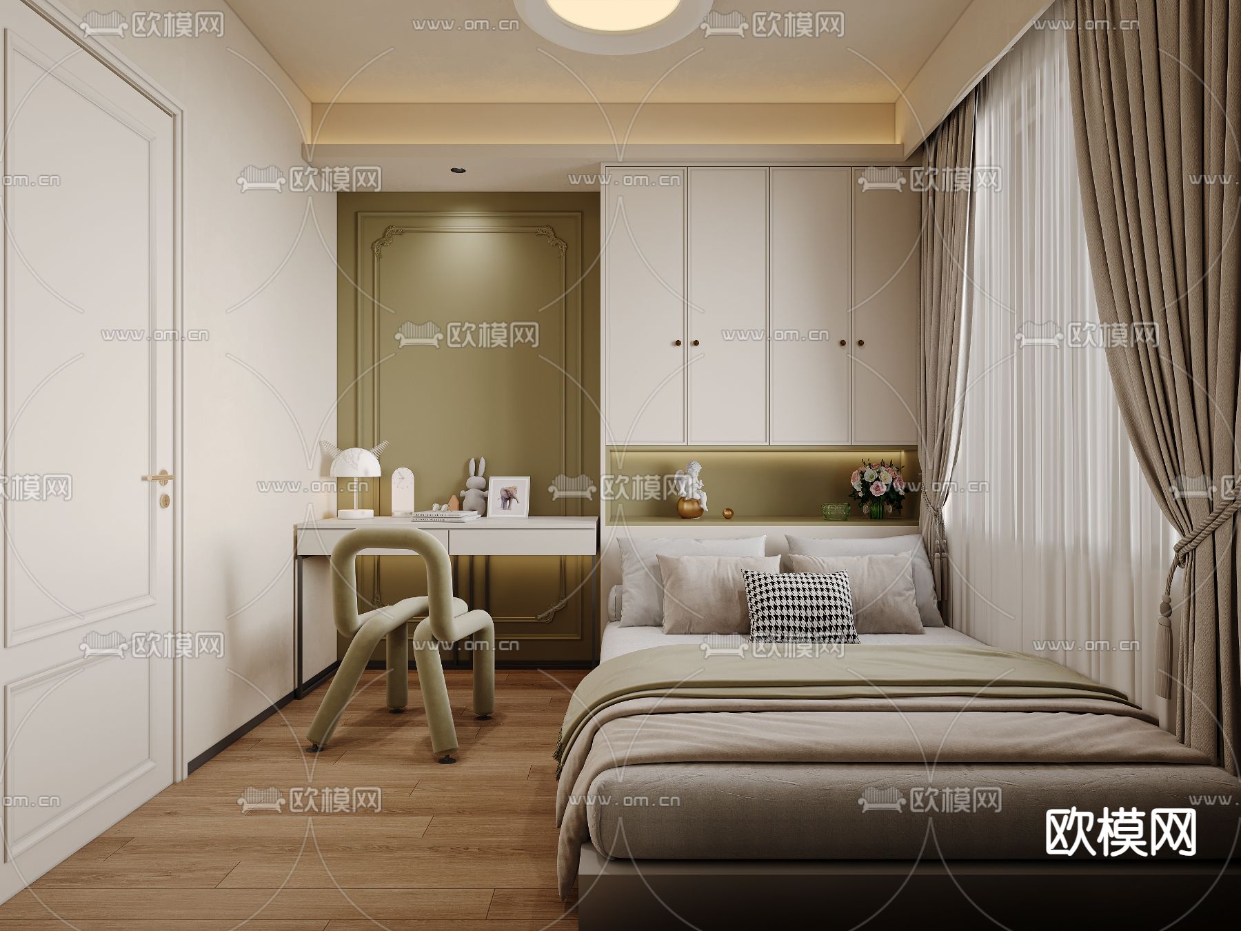 BEDROOM – MODERN STYLE – CORONA – 3D MODEL – 2066 - thumbnail 1