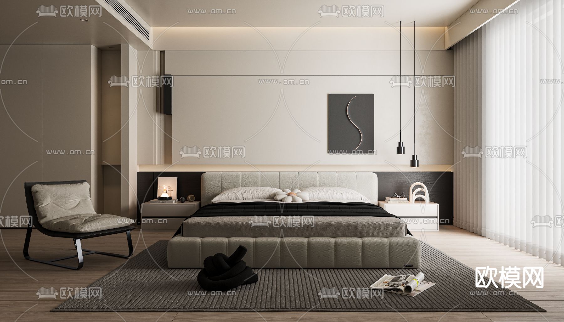 BEDROOM – MODERN STYLE – CORONA – 3D MODEL – 2067 - thumbnail 1