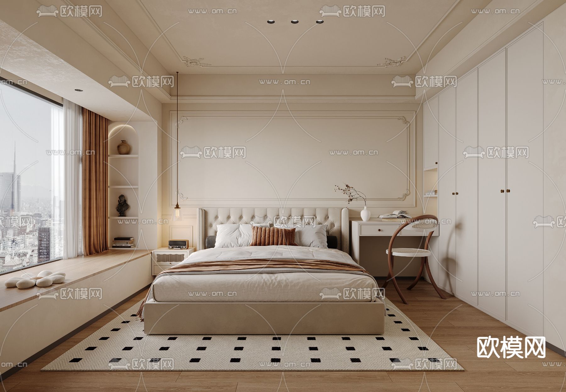 BEDROOM – MODERN STYLE – CORONA – 3D MODEL – 2071 - thumbnail 1