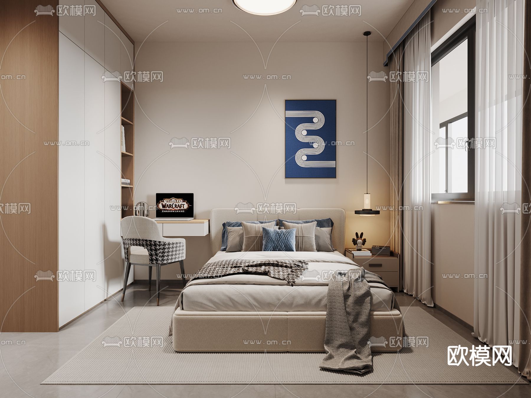 BEDROOM – MODERN STYLE – CORONA – 3D MODEL – 2126 - thumbnail 1