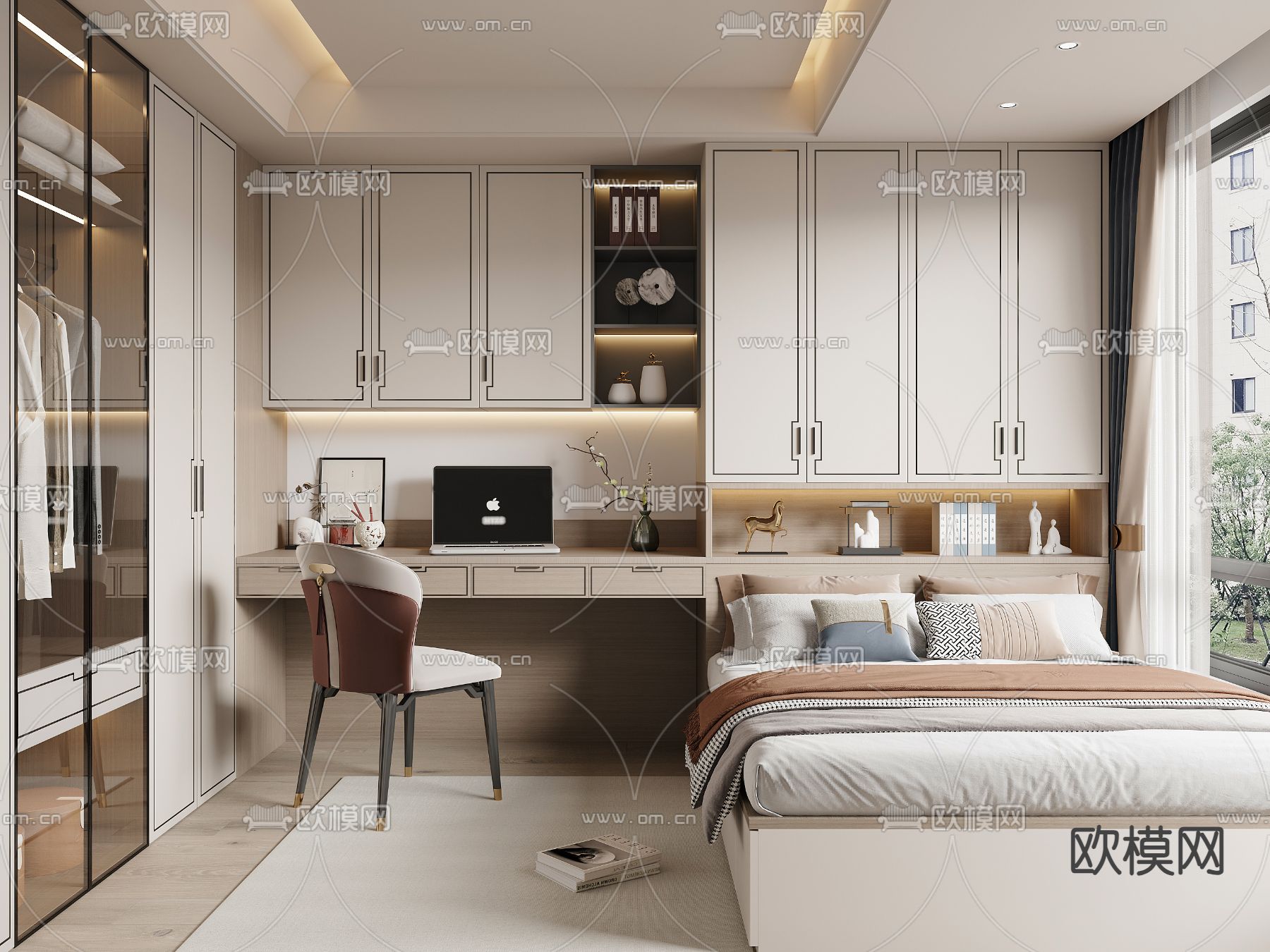 BEDROOM – MODERN STYLE – CORONA – 3D MODEL – 2132 - thumbnail 1