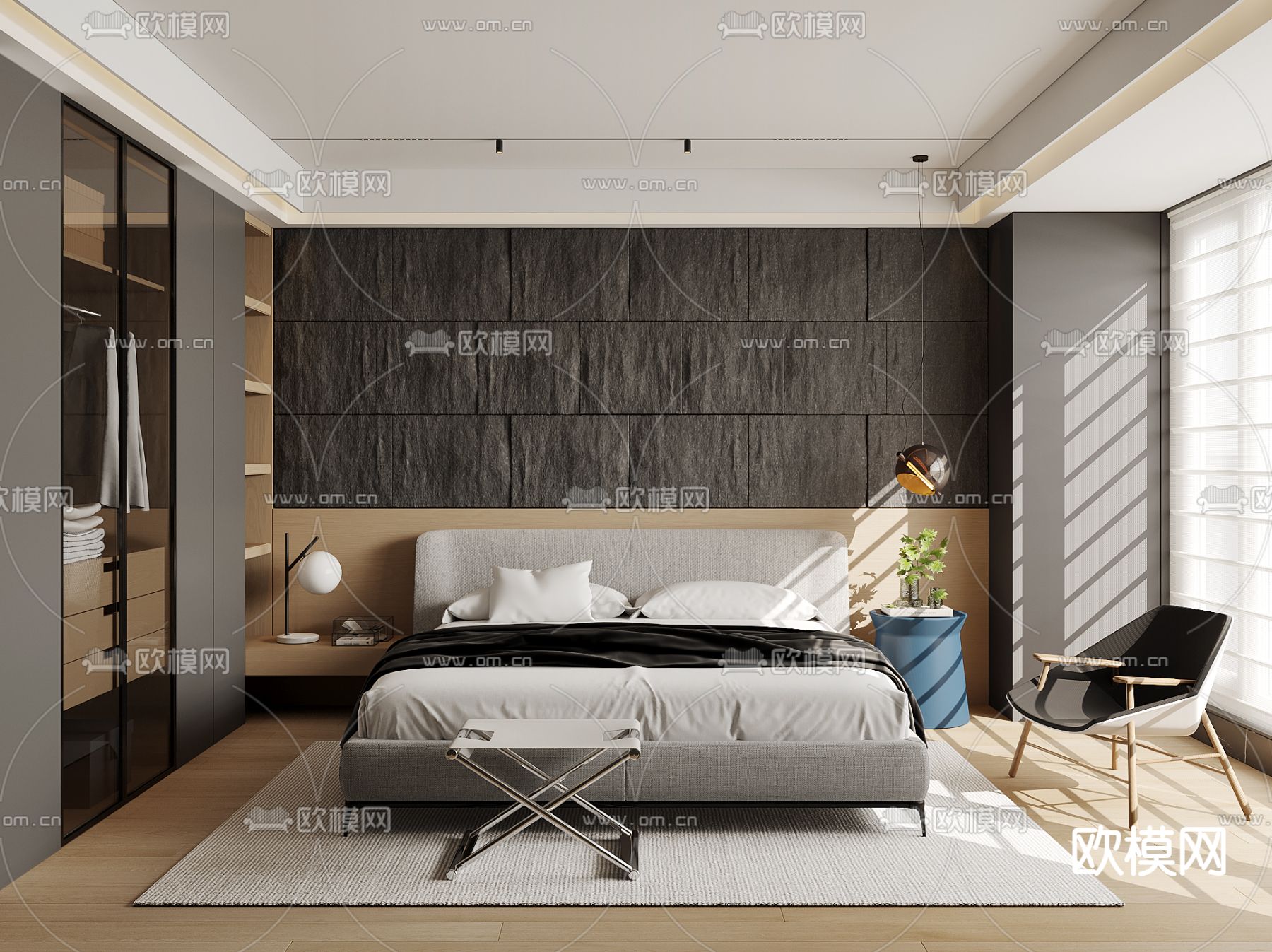 BEDROOM – MODERN STYLE – CORONA – 3D MODEL – 2155 - thumbnail 1