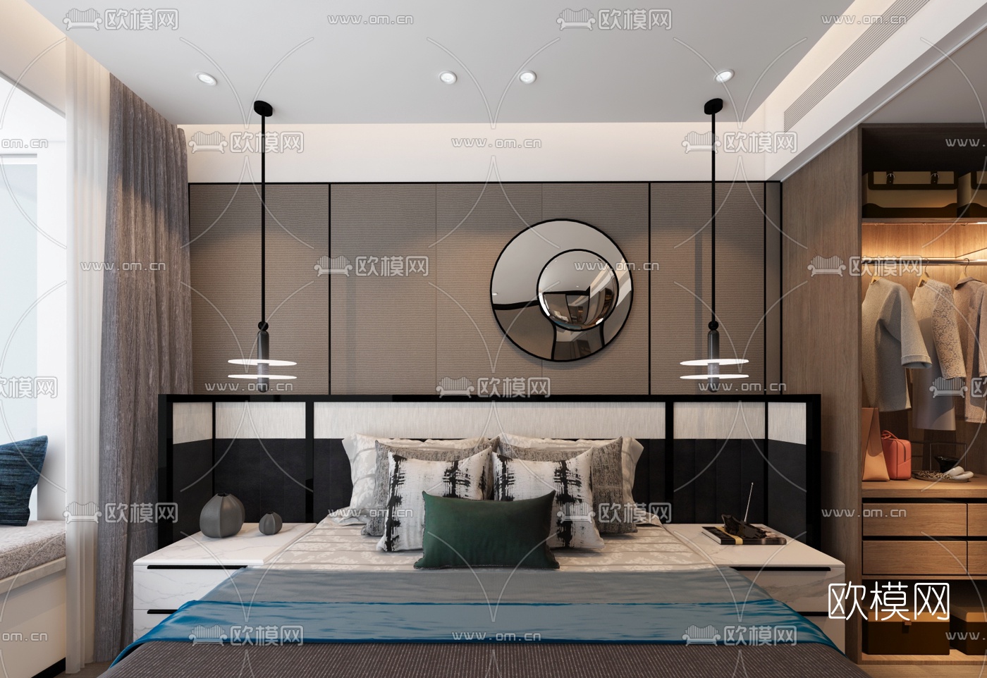 BEDROOM – MODERN STYLE – VRAY / CORONA – 3D MODEL – 2045 - thumbnail 1