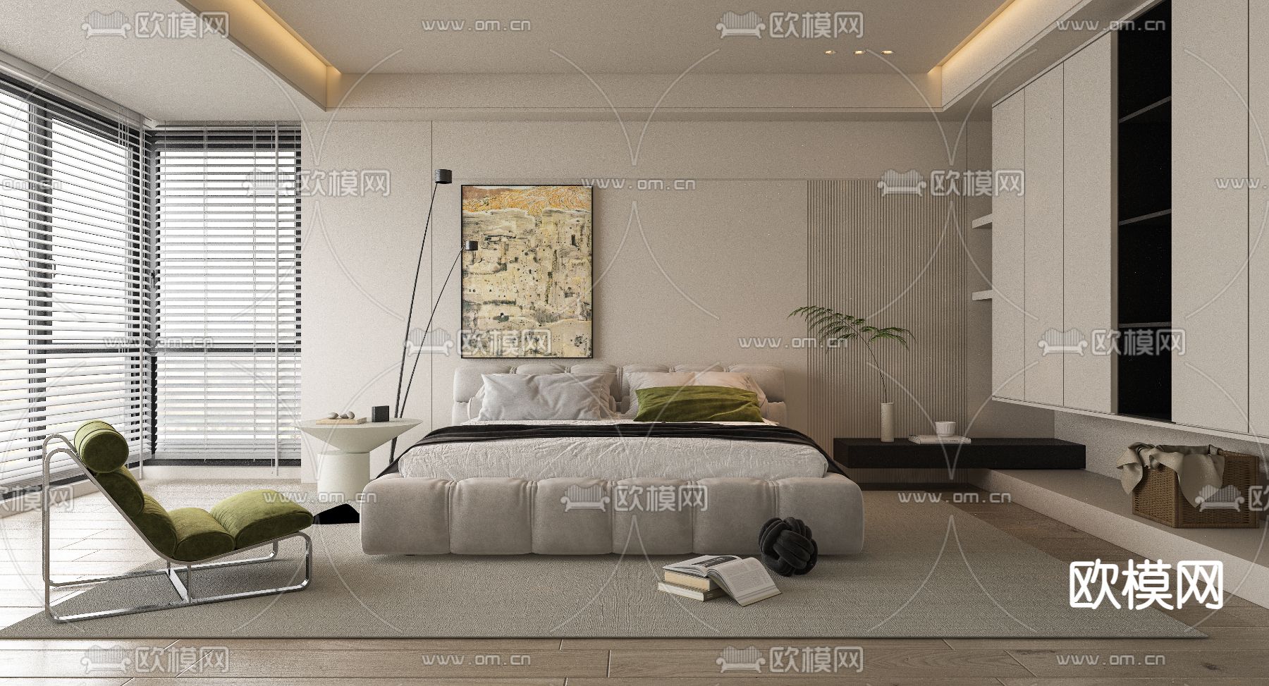 BEDROOM – MODERN STYLE – VRAY / CORONA – 3D MODEL – 2052 - thumbnail 1