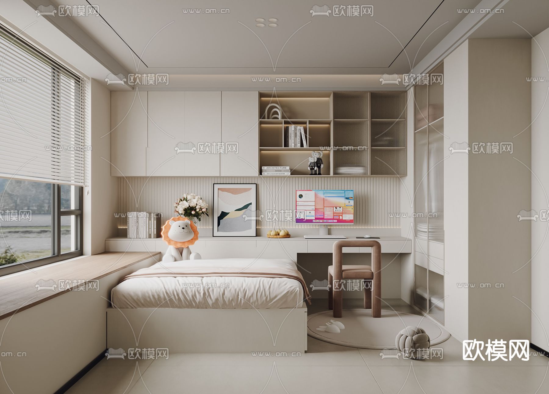 BEDROOM – MODERN STYLE – VRAY / CORONA – 3D MODEL – 2057 - thumbnail 1