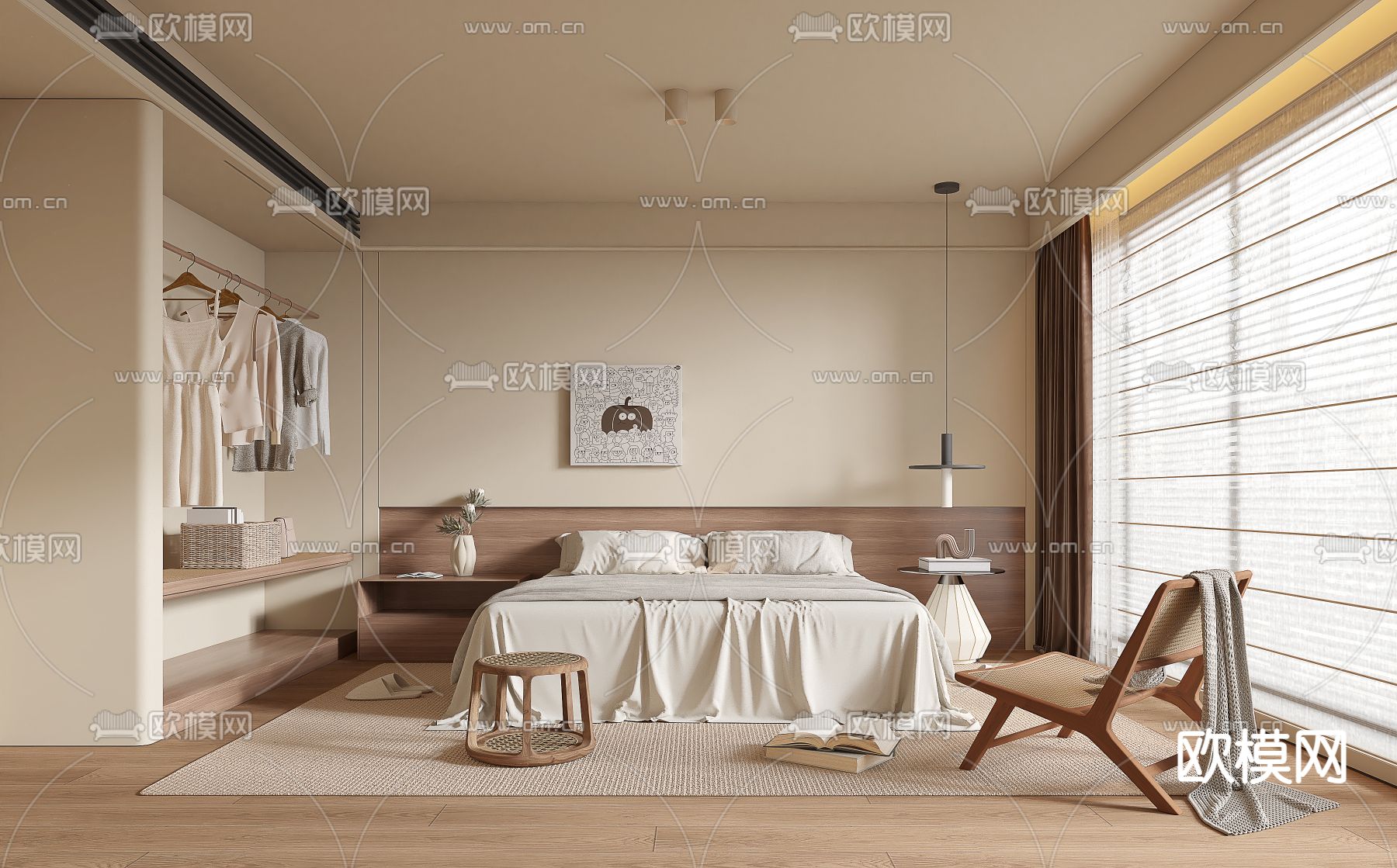 BEDROOM – MODERN STYLE – VRAY / CORONA – 3D MODEL – 2059 - thumbnail 1