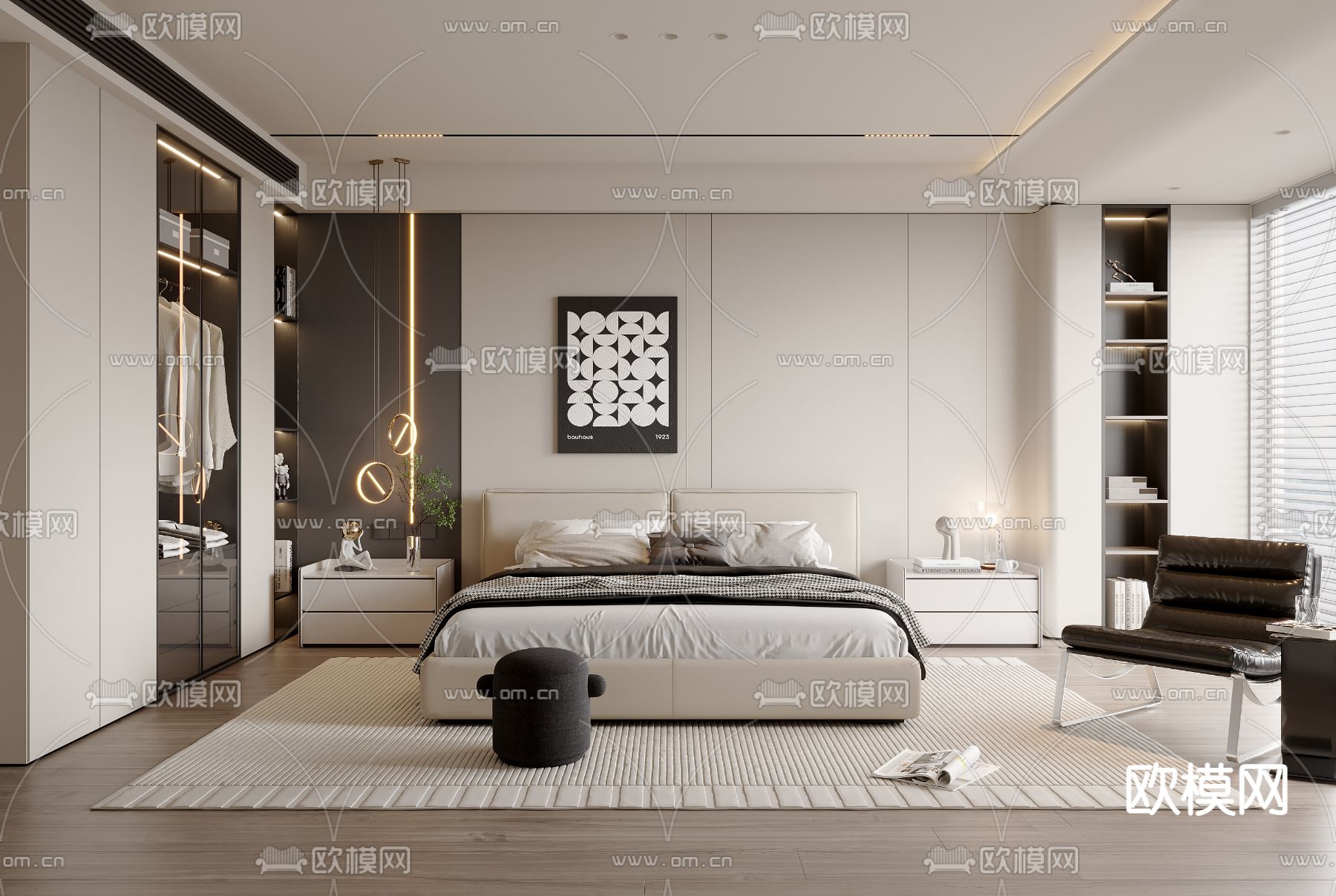 BEDROOM – MODERN STYLE – VRAY / CORONA – 3D MODEL – 2061 - thumbnail 1