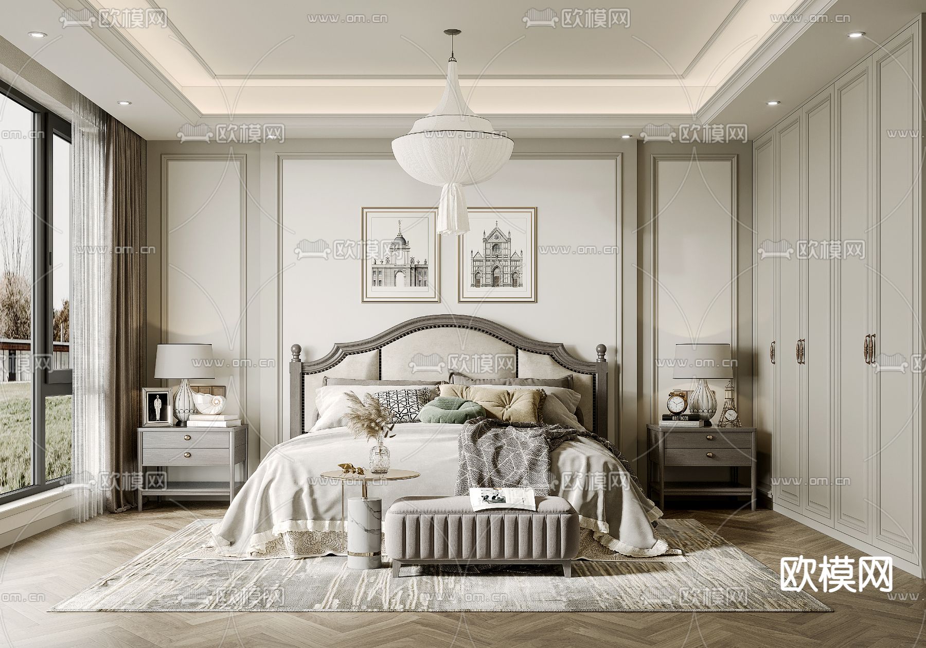 BEDROOM – MODERN STYLE – VRAY / CORONA – 3D MODEL – 2068 - thumbnail 1