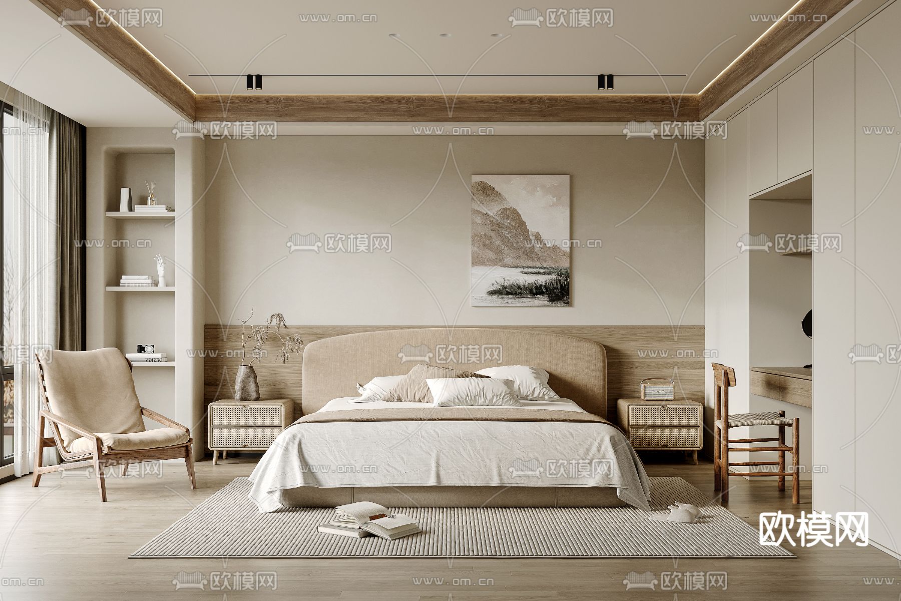 BEDROOM – MODERN STYLE – VRAY / CORONA – 3D MODEL – 2069 - thumbnail 1