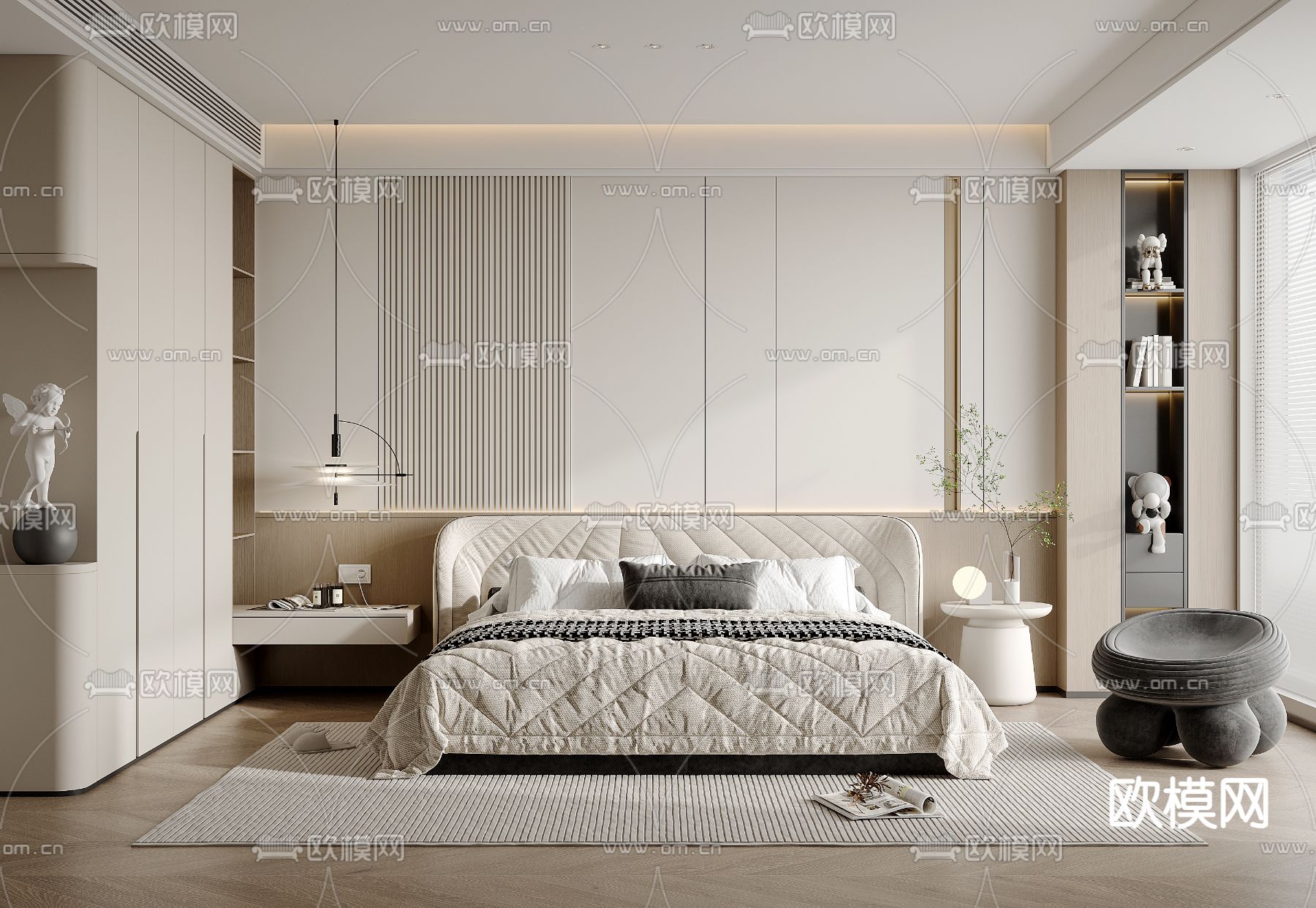 BEDROOM – MODERN STYLE – VRAY / CORONA – 3D MODEL – 2070 - thumbnail 1