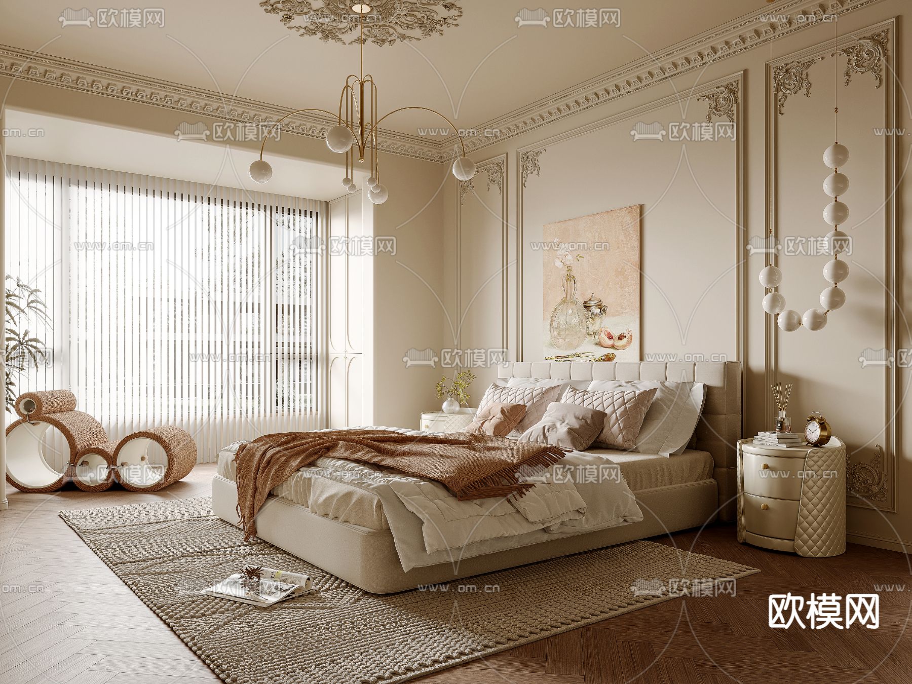 BEDROOM – MODERN STYLE – VRAY / CORONA – 3D MODEL – 2072 - thumbnail 1