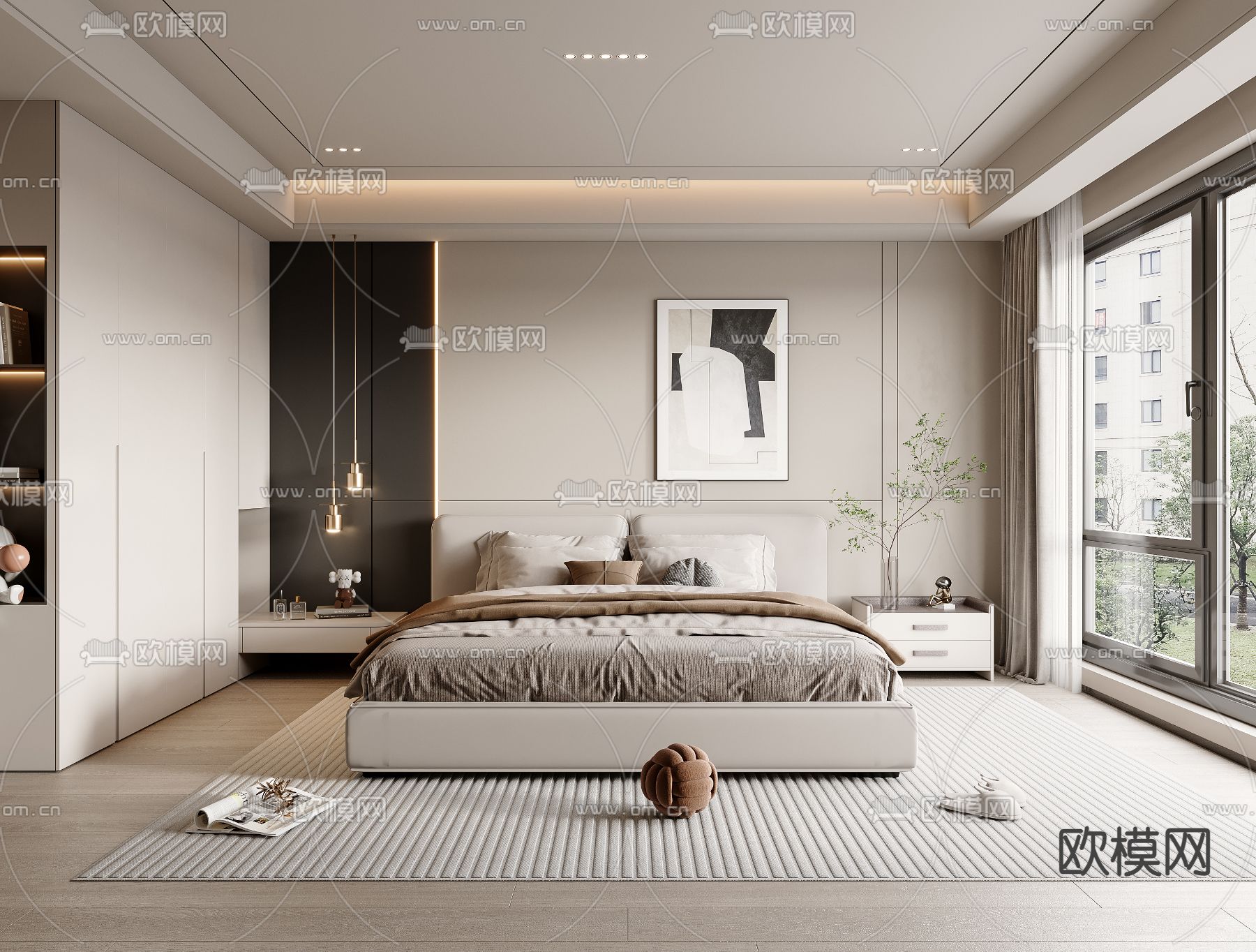 BEDROOM – MODERN STYLE – VRAY / CORONA – 3D MODEL – 2075 - thumbnail 1