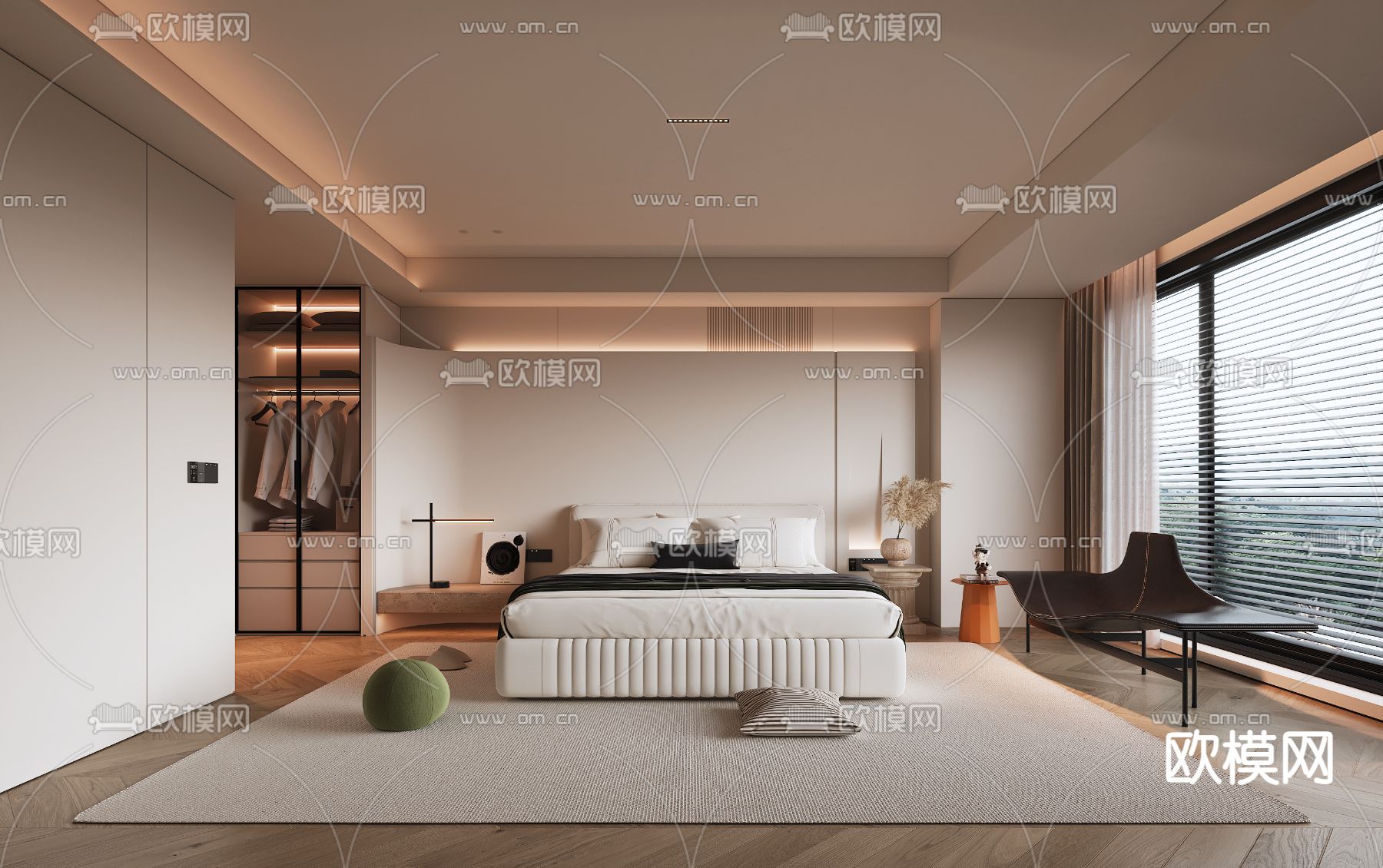 BEDROOM – MODERN STYLE – VRAY / CORONA – 3D MODEL – 2078 - thumbnail 1