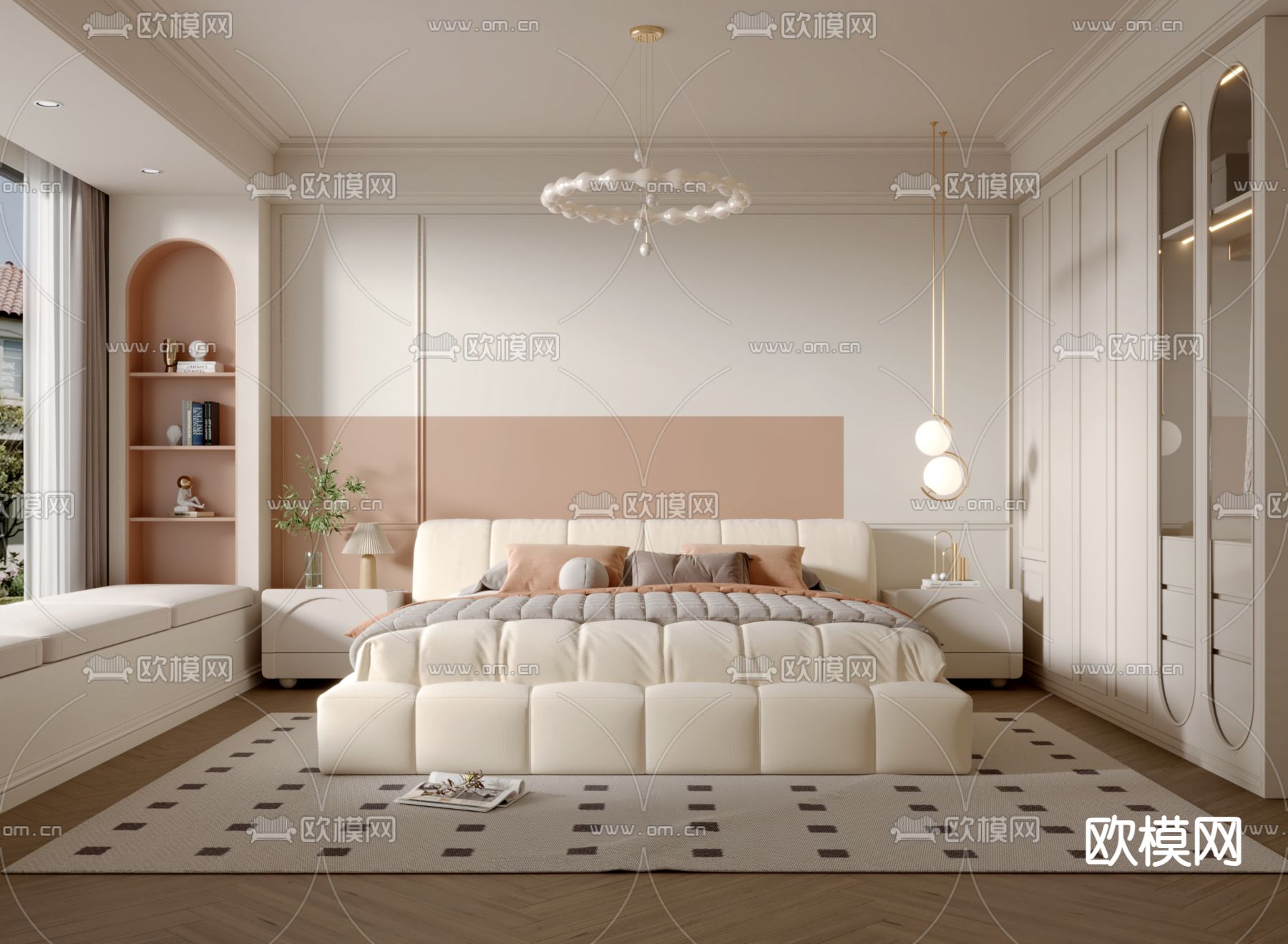 BEDROOM – MODERN STYLE – VRAY / CORONA – 3D MODEL – 2080 - thumbnail 1