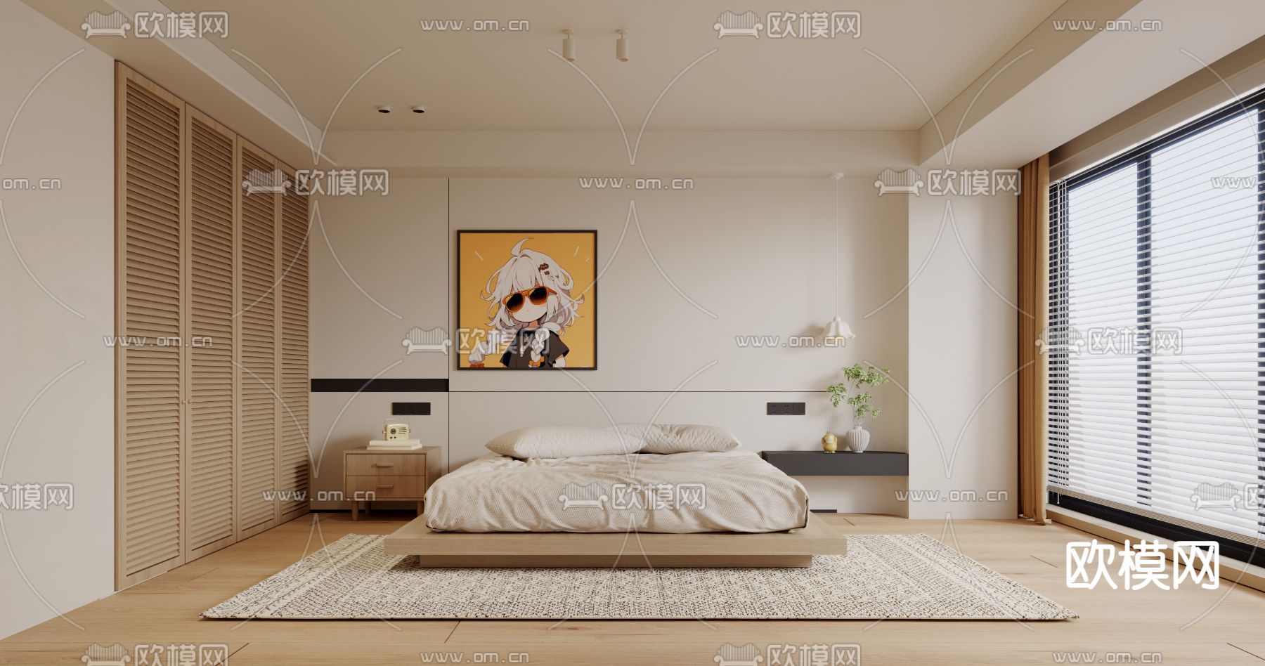 BEDROOM – MODERN STYLE – VRAY / CORONA – 3D MODEL – 2082 - thumbnail 1