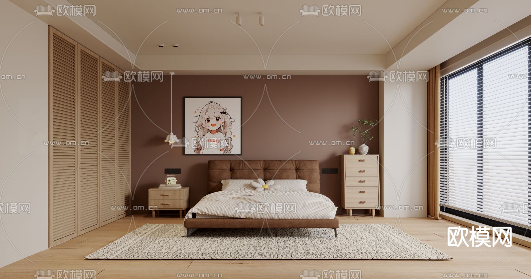 BEDROOM – MODERN STYLE – VRAY / CORONA – 3D MODEL – 2083 - thumbnail 1