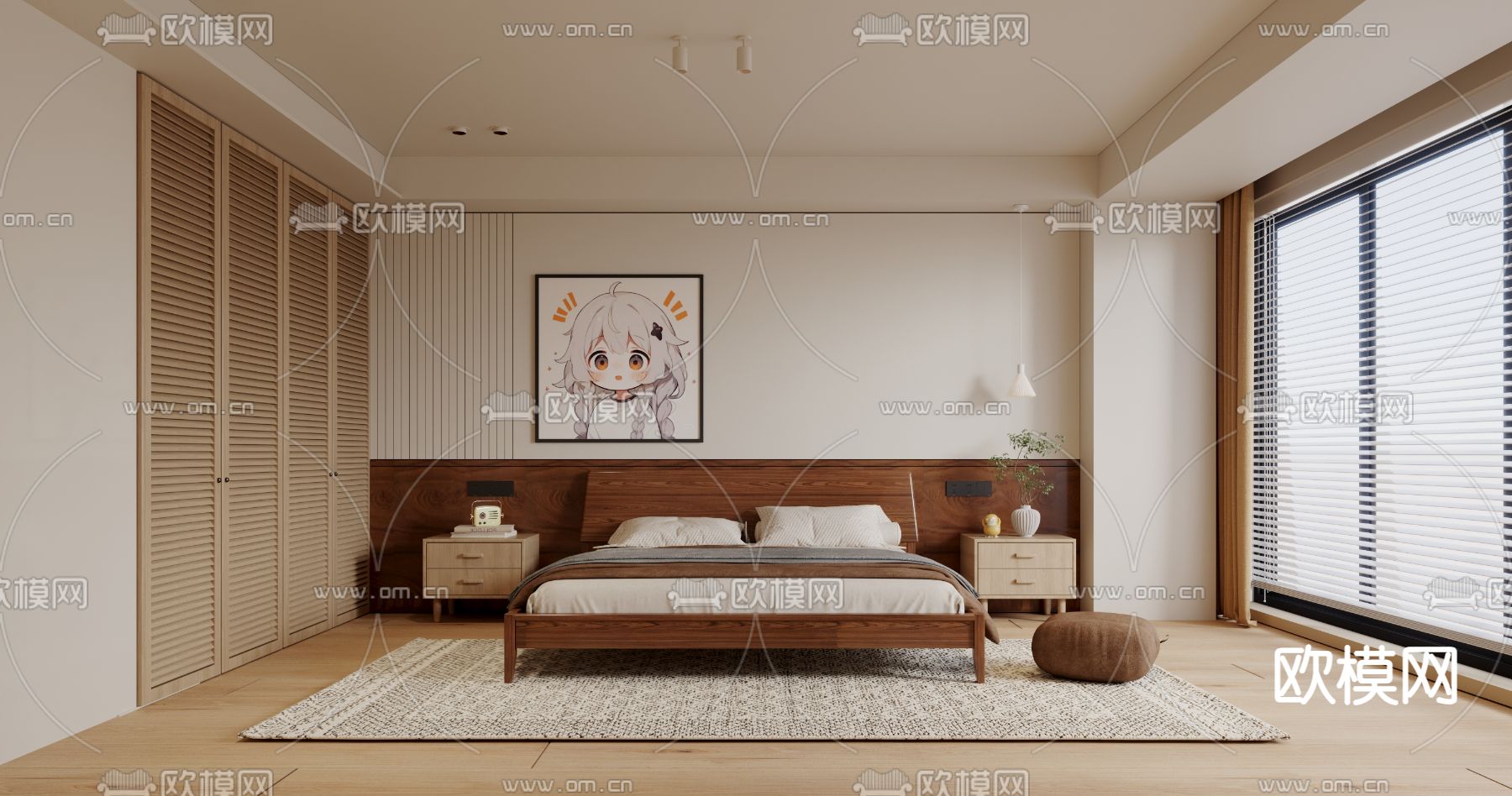 BEDROOM – MODERN STYLE – VRAY / CORONA – 3D MODEL – 2084 - thumbnail 1