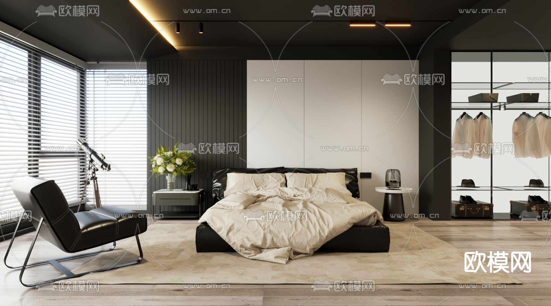 BEDROOM – MODERN STYLE – VRAY / CORONA – 3D MODEL – 2086 - thumbnail 1