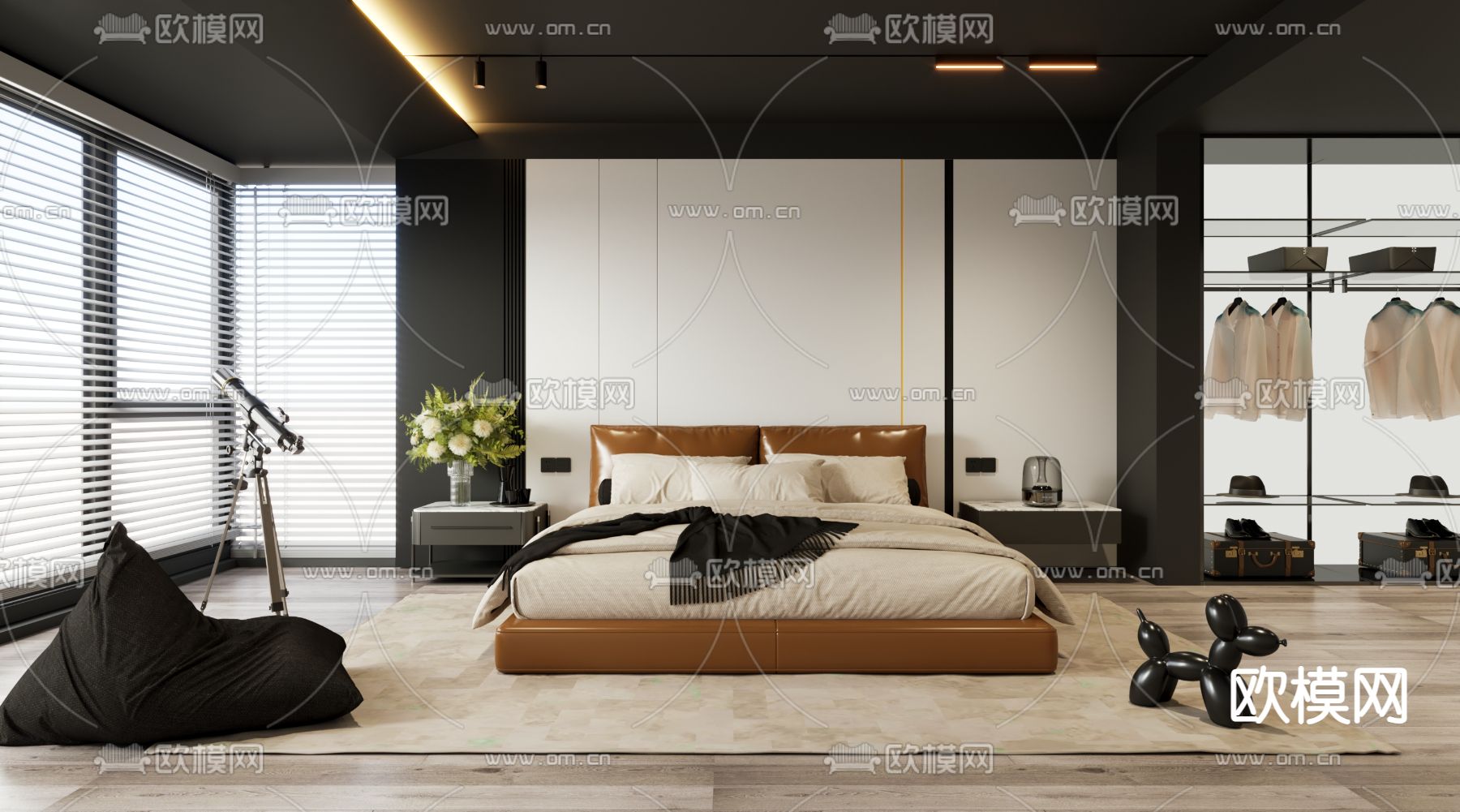 BEDROOM – MODERN STYLE – VRAY / CORONA – 3D MODEL – 2087 - thumbnail 1