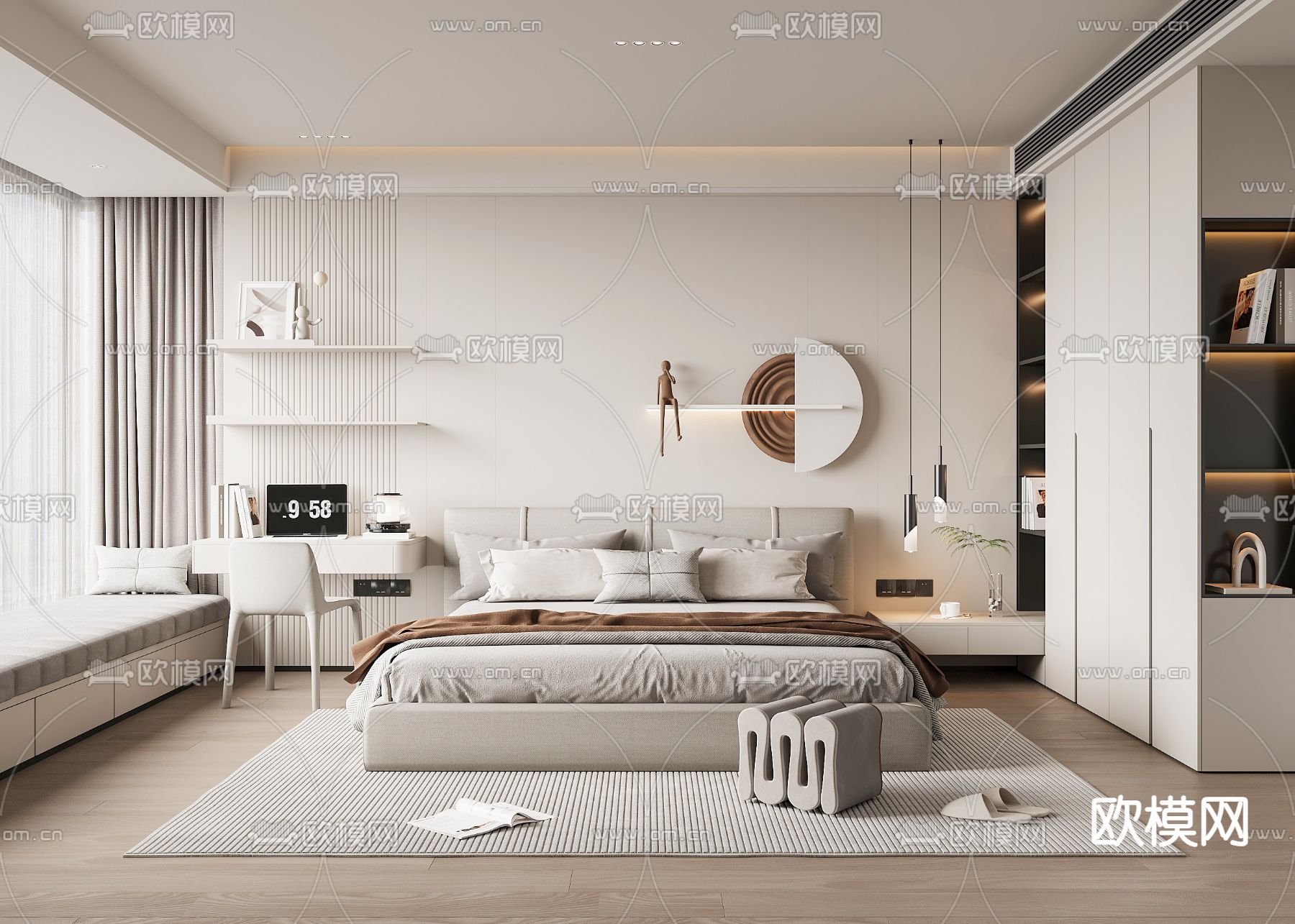 BEDROOM – MODERN STYLE – VRAY / CORONA – 3D MODEL – 2091 - thumbnail 1