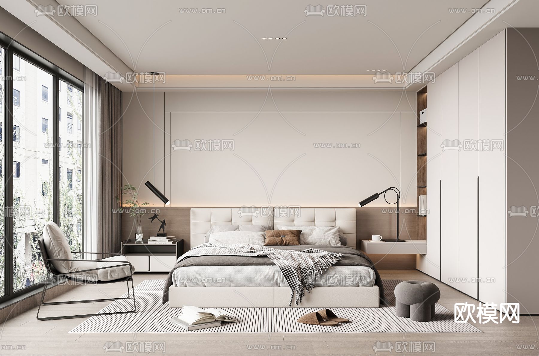 BEDROOM – MODERN STYLE – VRAY / CORONA – 3D MODEL – 2092 - thumbnail 1