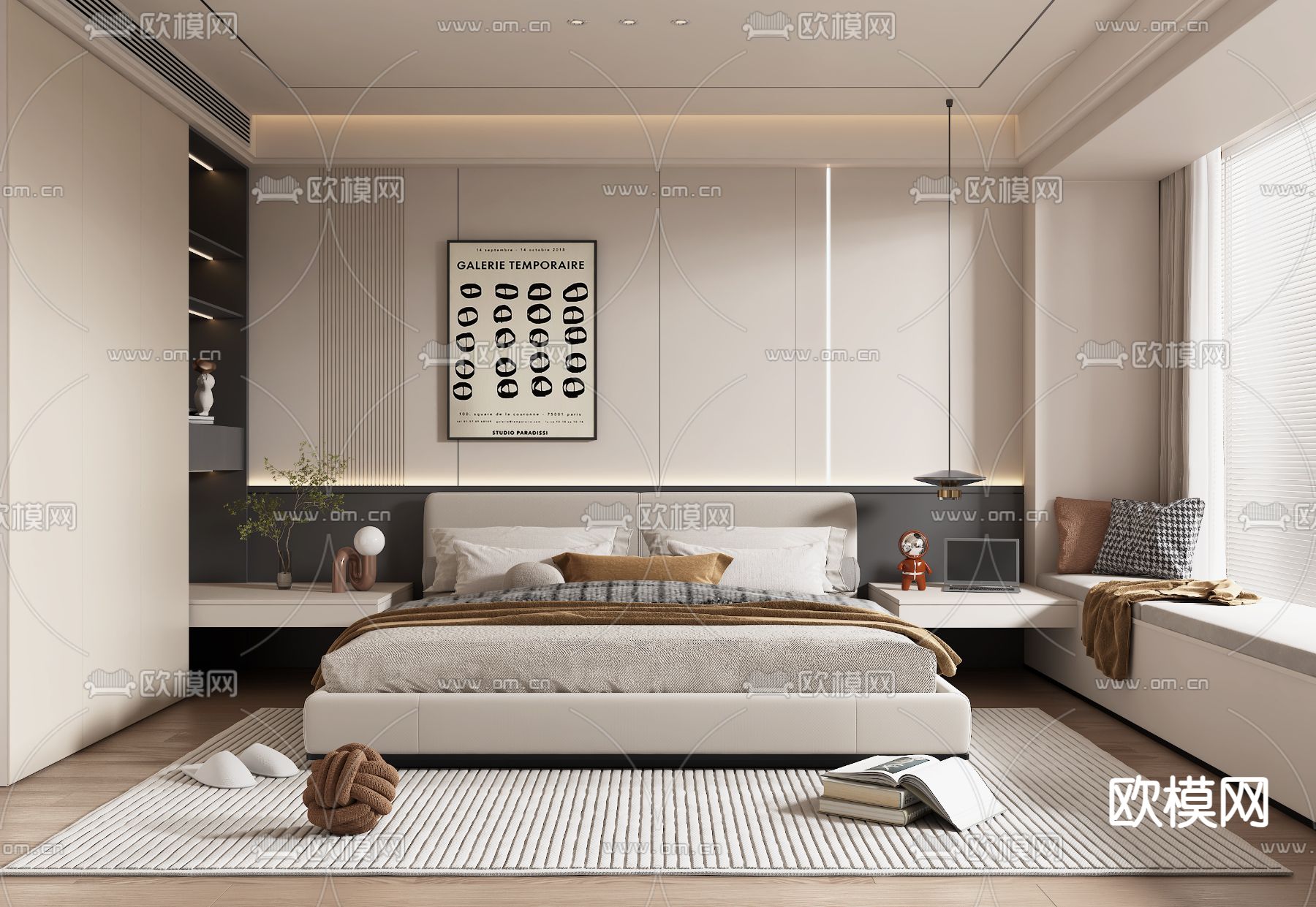 BEDROOM – MODERN STYLE – VRAY / CORONA – 3D MODEL – 2095 - thumbnail 1