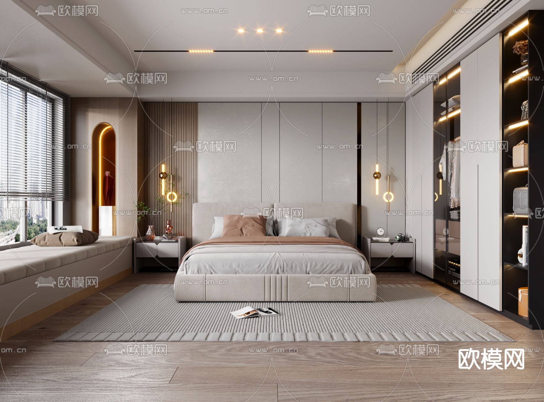 BEDROOM – MODERN STYLE – VRAY / CORONA – 3D MODEL – 2096 - thumbnail 1