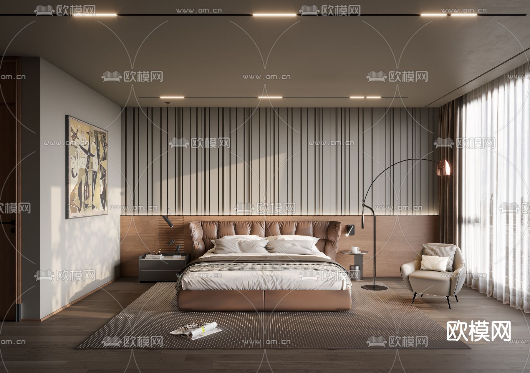 BEDROOM – MODERN STYLE – VRAY / CORONA – 3D MODEL – 2097 - thumbnail 1