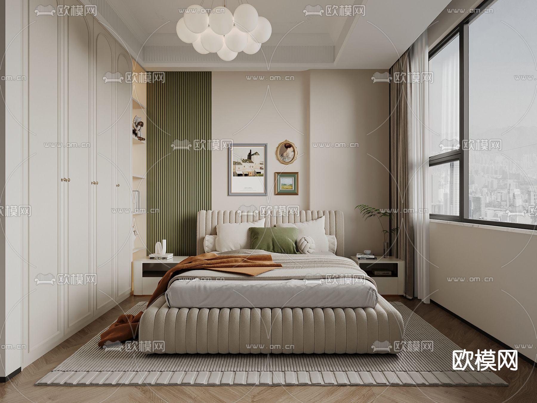 BEDROOM – MODERN STYLE – VRAY / CORONA – 3D MODEL – 2100 - thumbnail 1