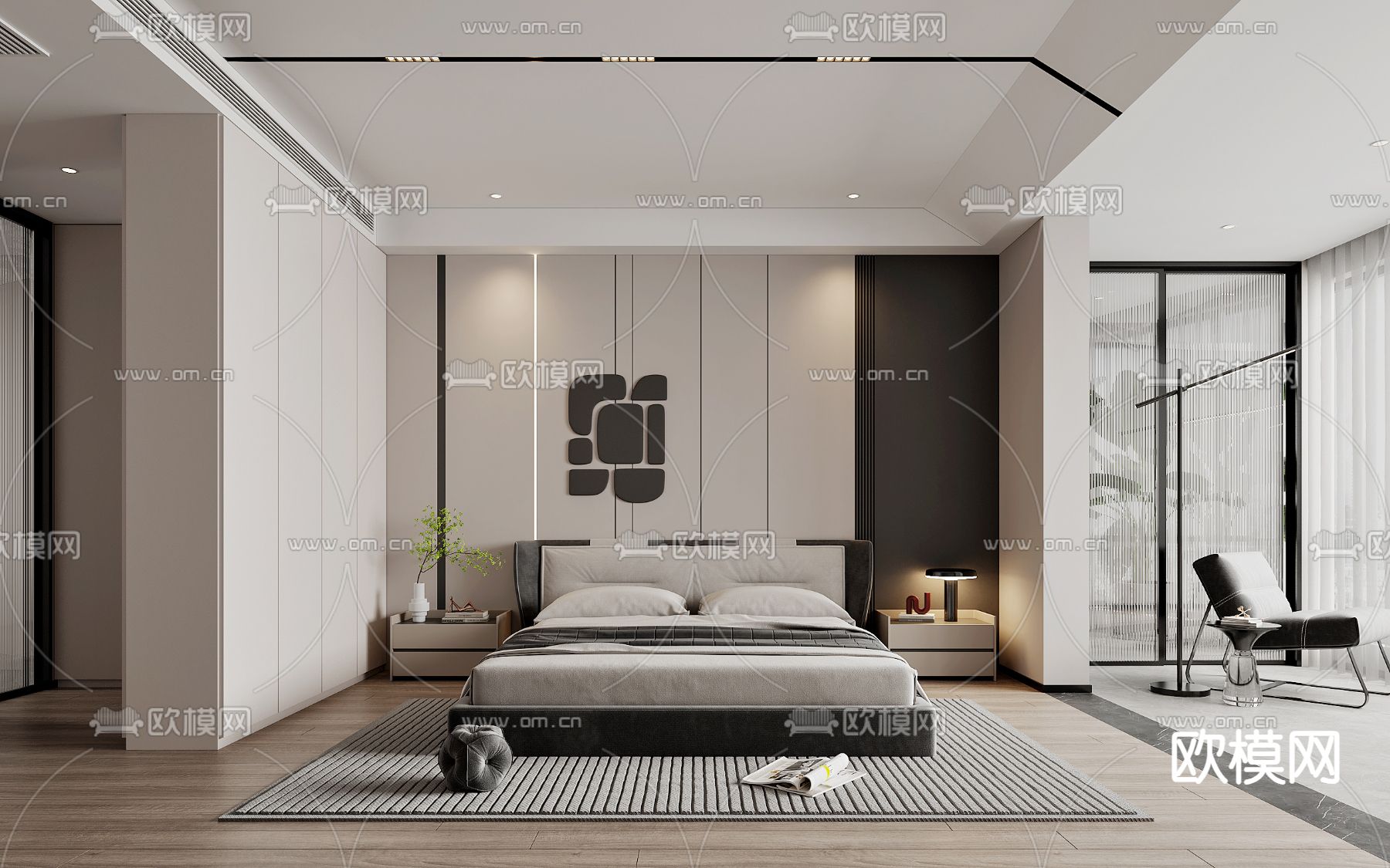 BEDROOM – MODERN STYLE – VRAY / CORONA – 3D MODEL – 2102 - thumbnail 1