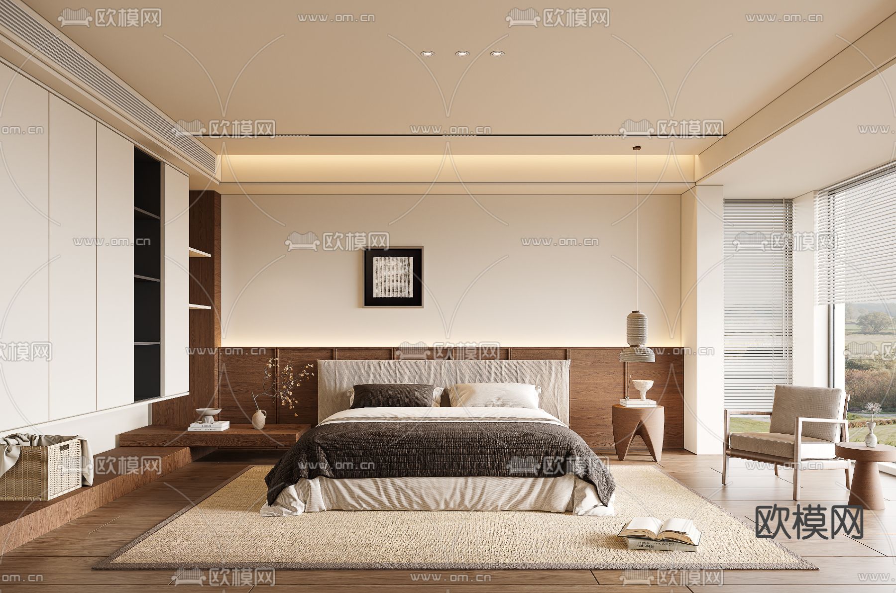 BEDROOM – MODERN STYLE – VRAY / CORONA – 3D MODEL – 2107 - thumbnail 1