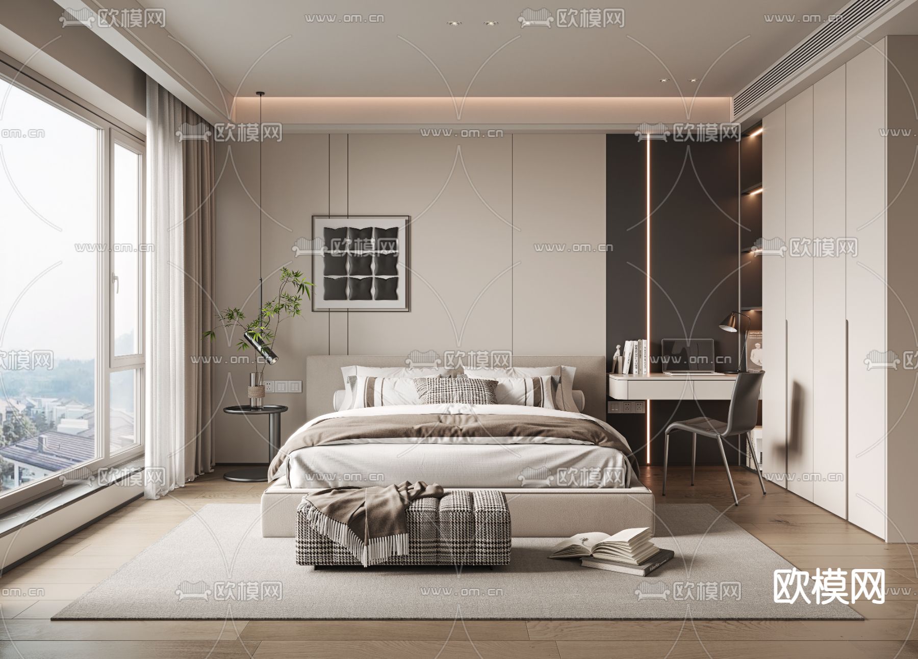 BEDROOM – MODERN STYLE – VRAY / CORONA – 3D MODEL – 2109 - thumbnail 1