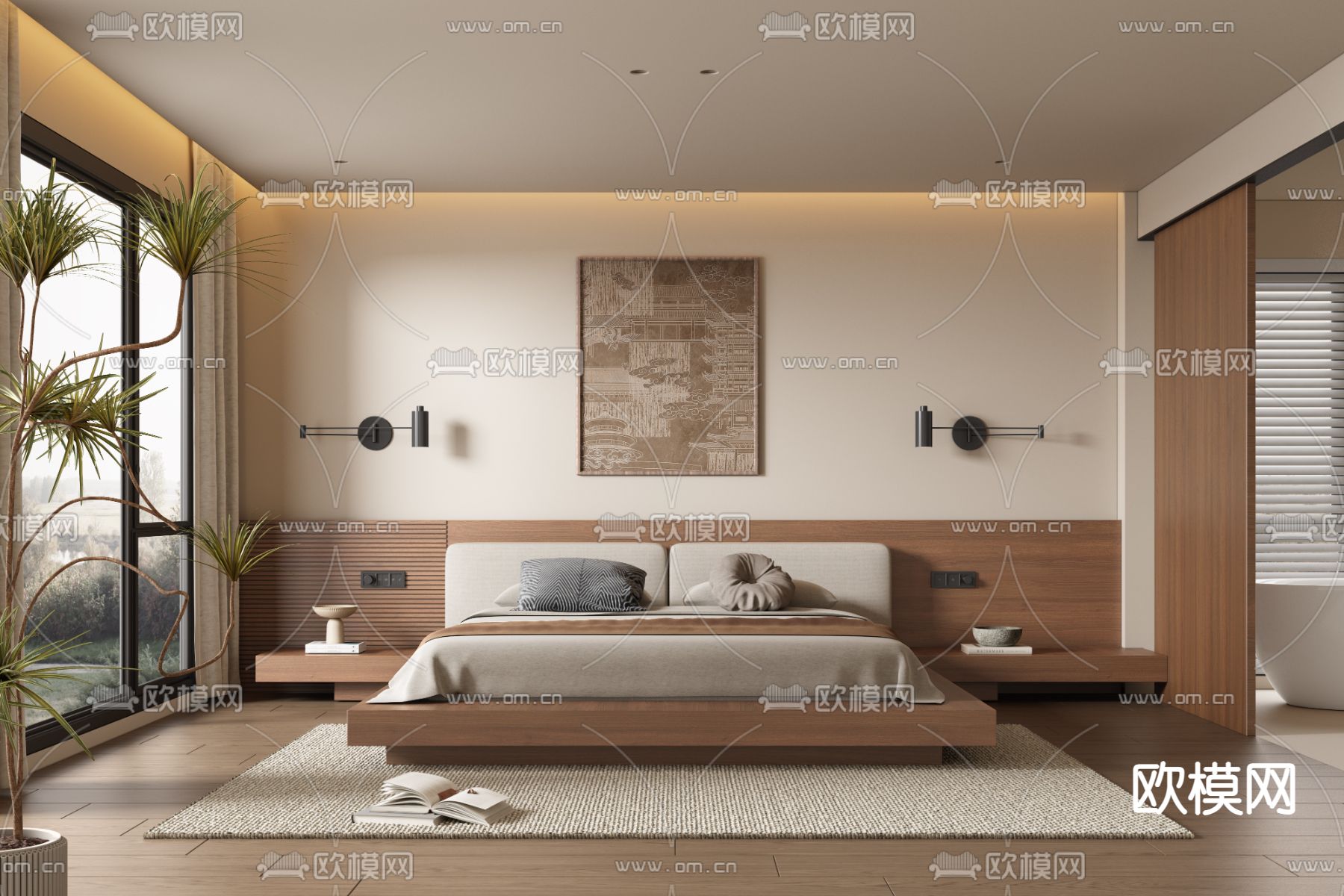 BEDROOM – MODERN STYLE – VRAY / CORONA – 3D MODEL – 2113 - thumbnail 1