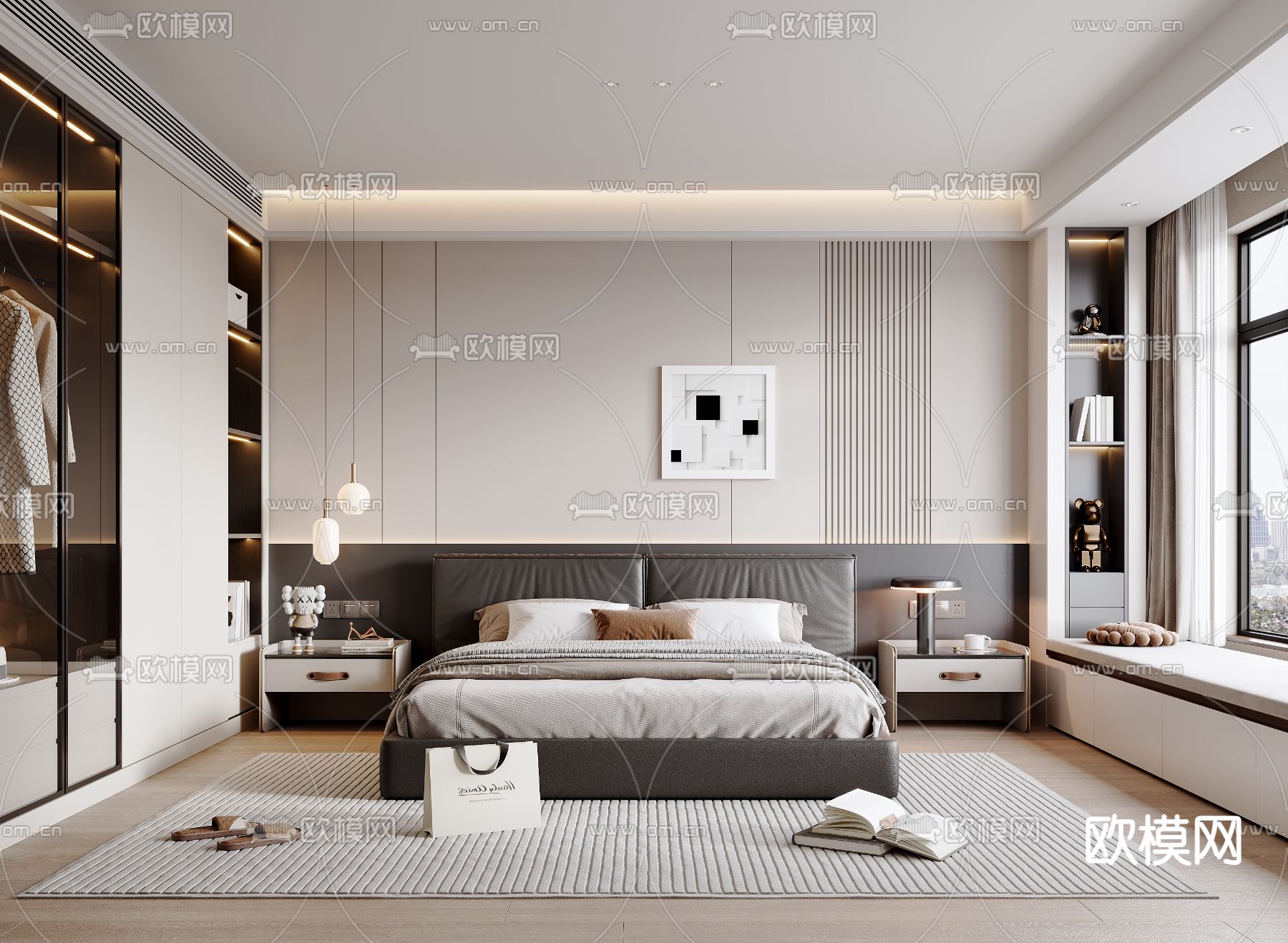 BEDROOM – MODERN STYLE – VRAY / CORONA – 3D MODEL – 2117 - thumbnail 1