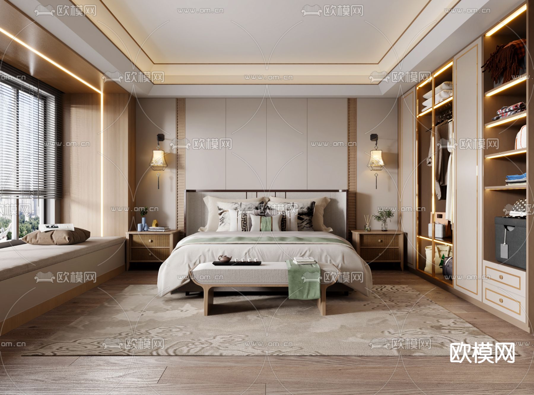 BEDROOM – MODERN STYLE – VRAY / CORONA – 3D MODEL – 2119 - thumbnail 1