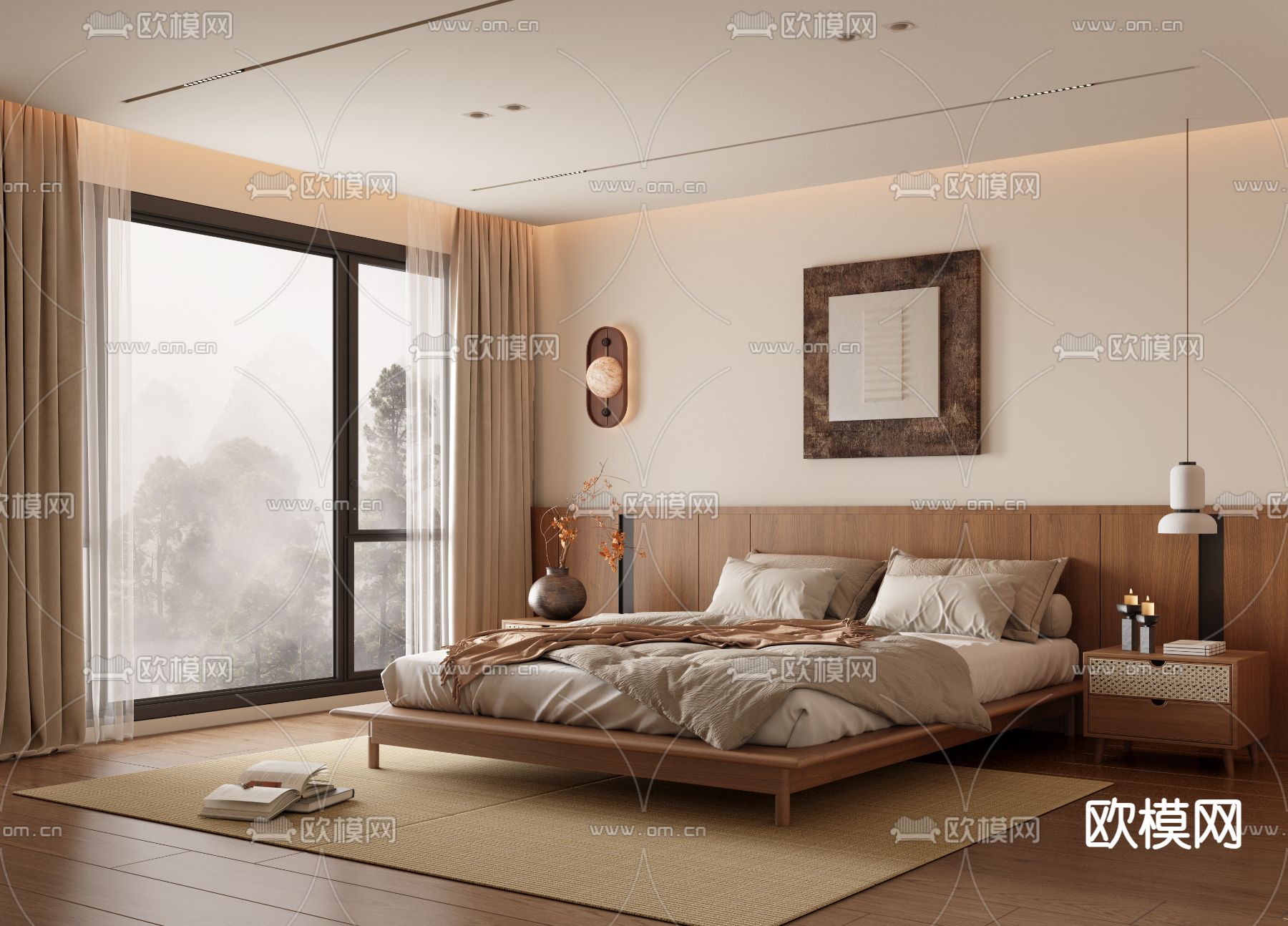 BEDROOM – MODERN STYLE – VRAY / CORONA – 3D MODEL – 2120 - thumbnail 1