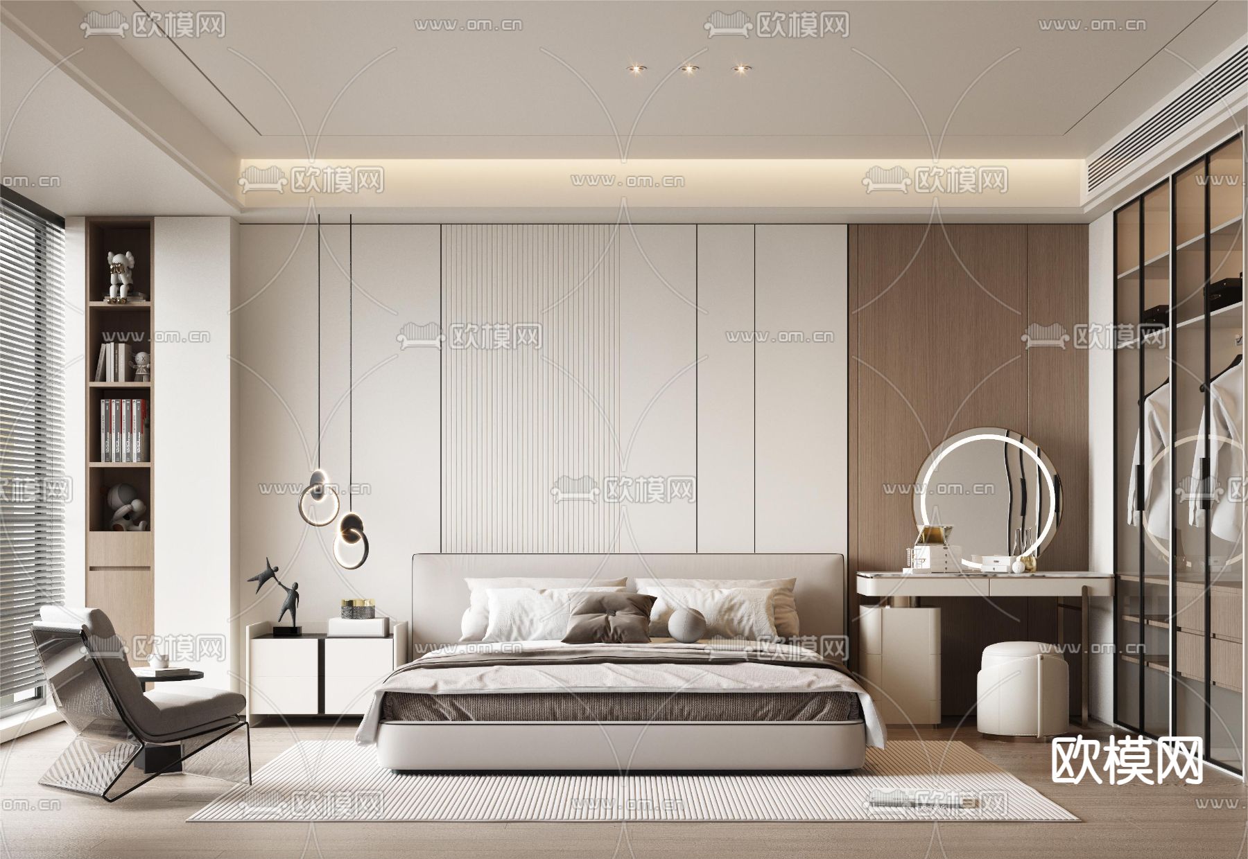 BEDROOM – MODERN STYLE – VRAY / CORONA – 3D MODEL – 2121 - thumbnail 1