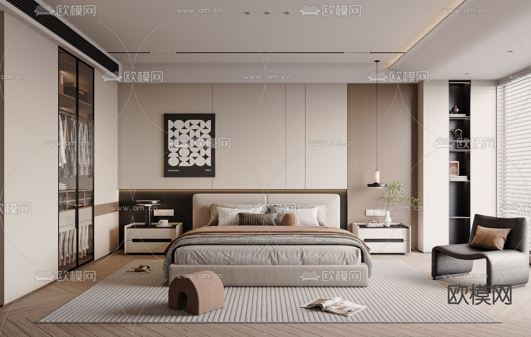 BEDROOM – MODERN STYLE – VRAY / CORONA – 3D MODEL – 2123 - thumbnail 1