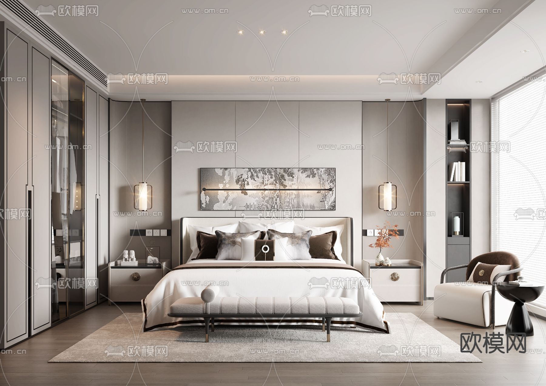 BEDROOM – MODERN STYLE – VRAY / CORONA – 3D MODEL – 2124 - thumbnail 1