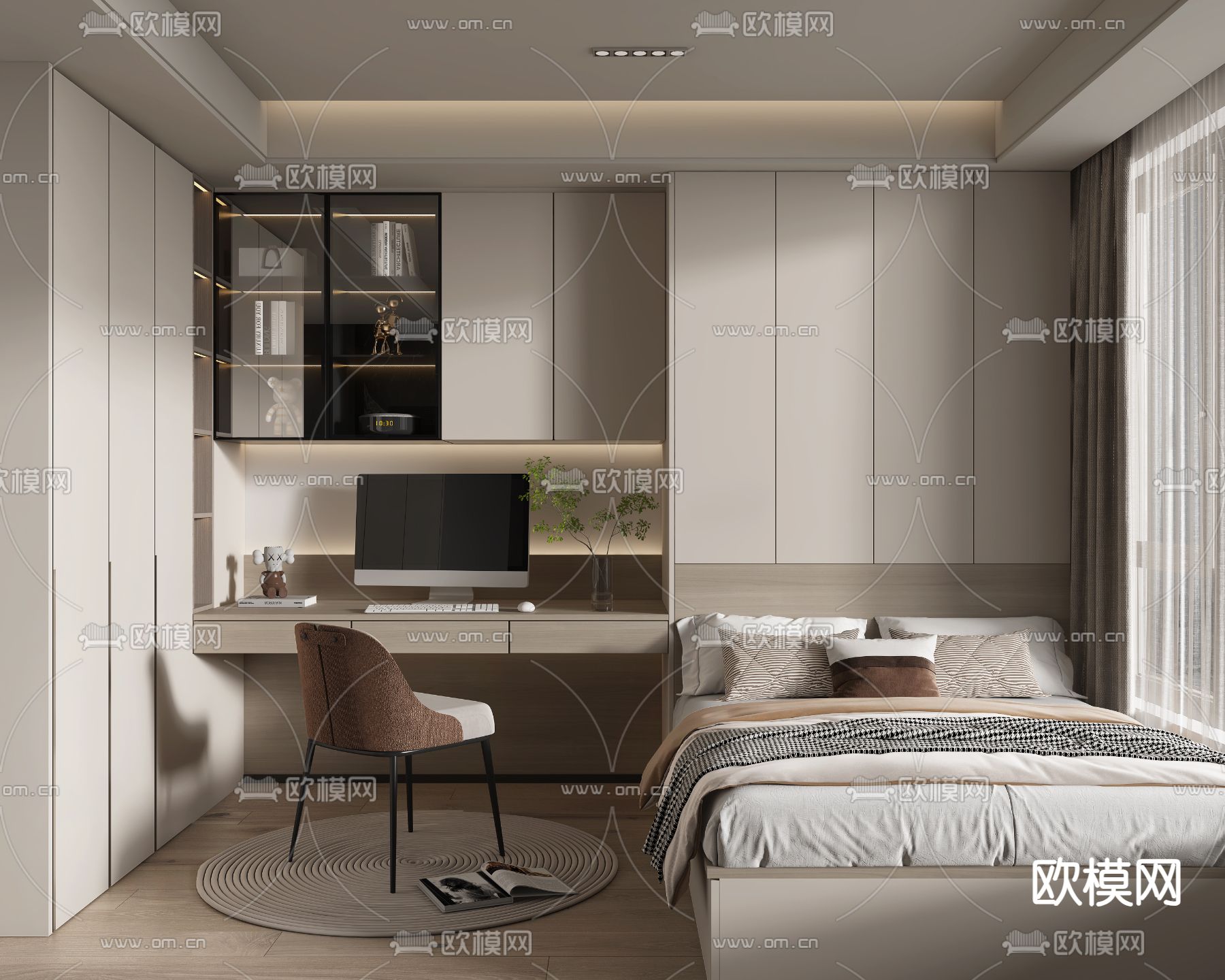 BEDROOM – MODERN STYLE – VRAY / CORONA – 3D MODEL – 2125 - thumbnail 1