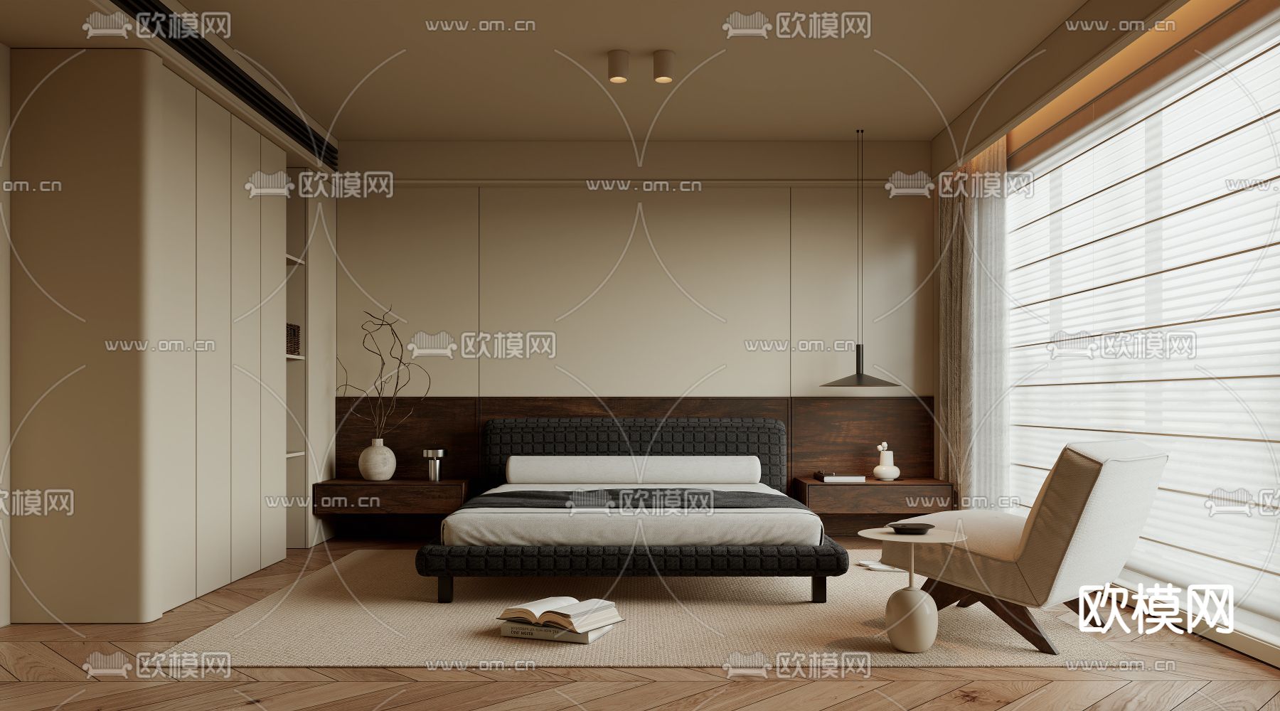 BEDROOM – MODERN STYLE – VRAY / CORONA – 3D MODEL – 2130 - thumbnail 1