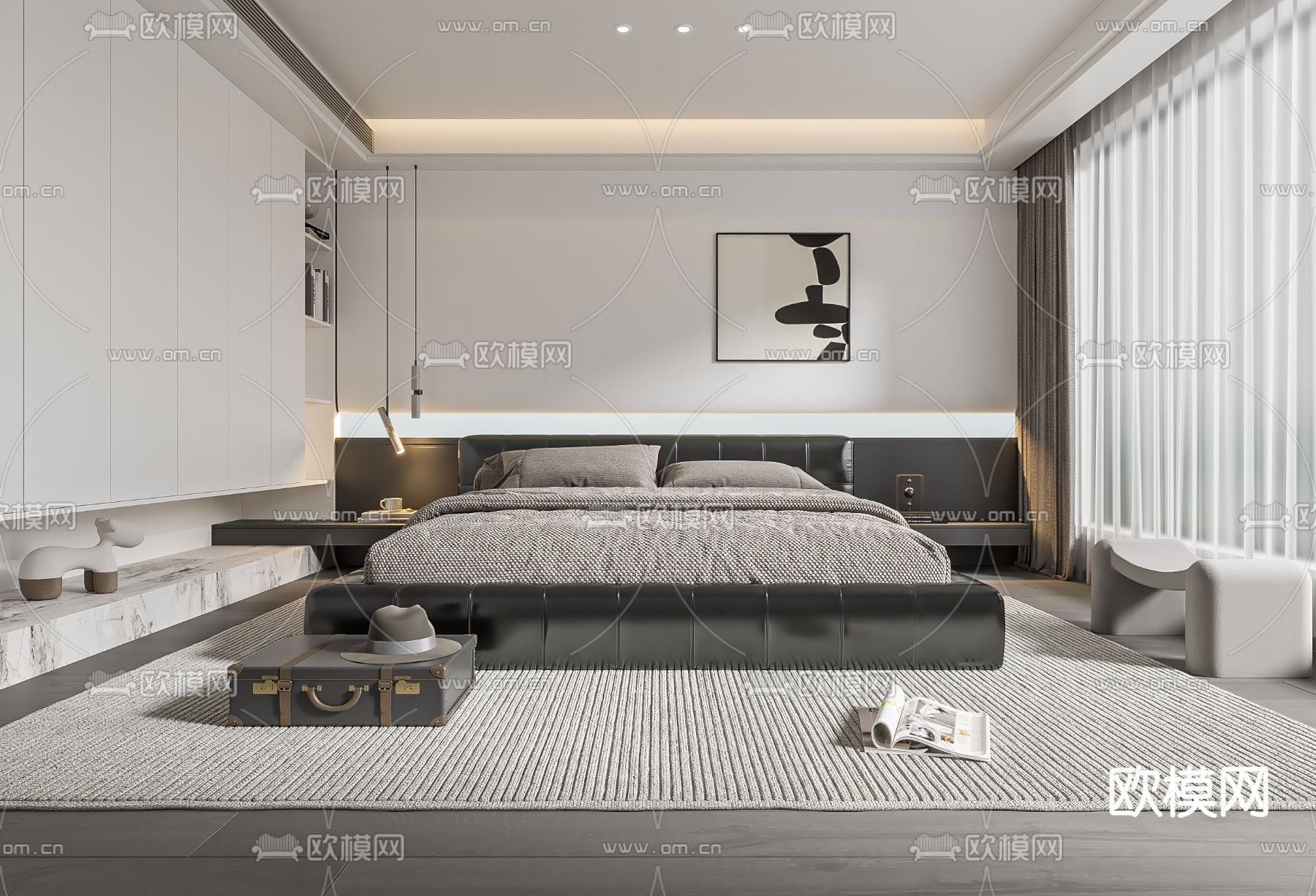 BEDROOM – MODERN STYLE – VRAY / CORONA – 3D MODEL – 2133 - thumbnail 1