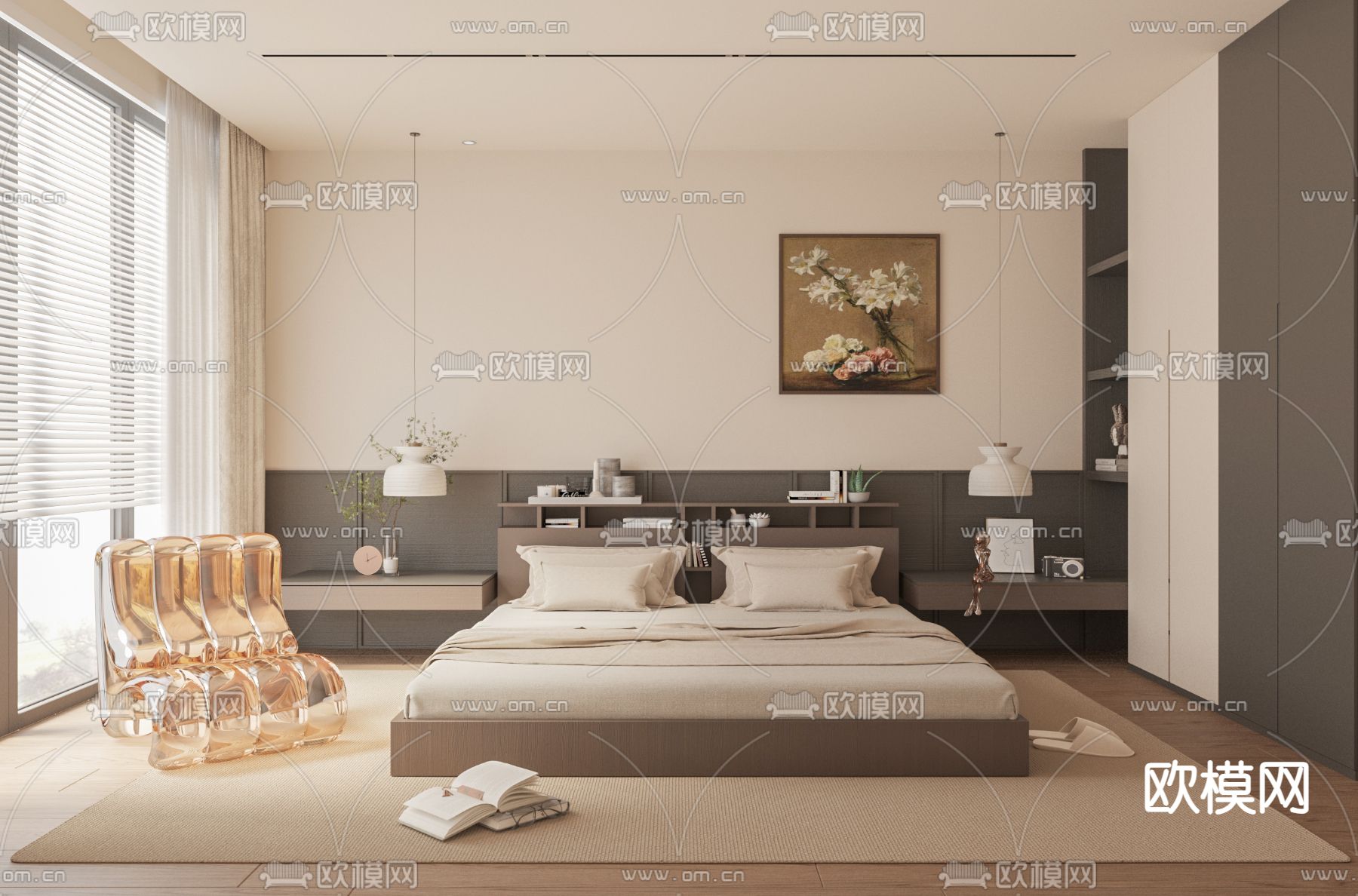 BEDROOM – MODERN STYLE – VRAY / CORONA – 3D MODEL – 2136 - thumbnail 1