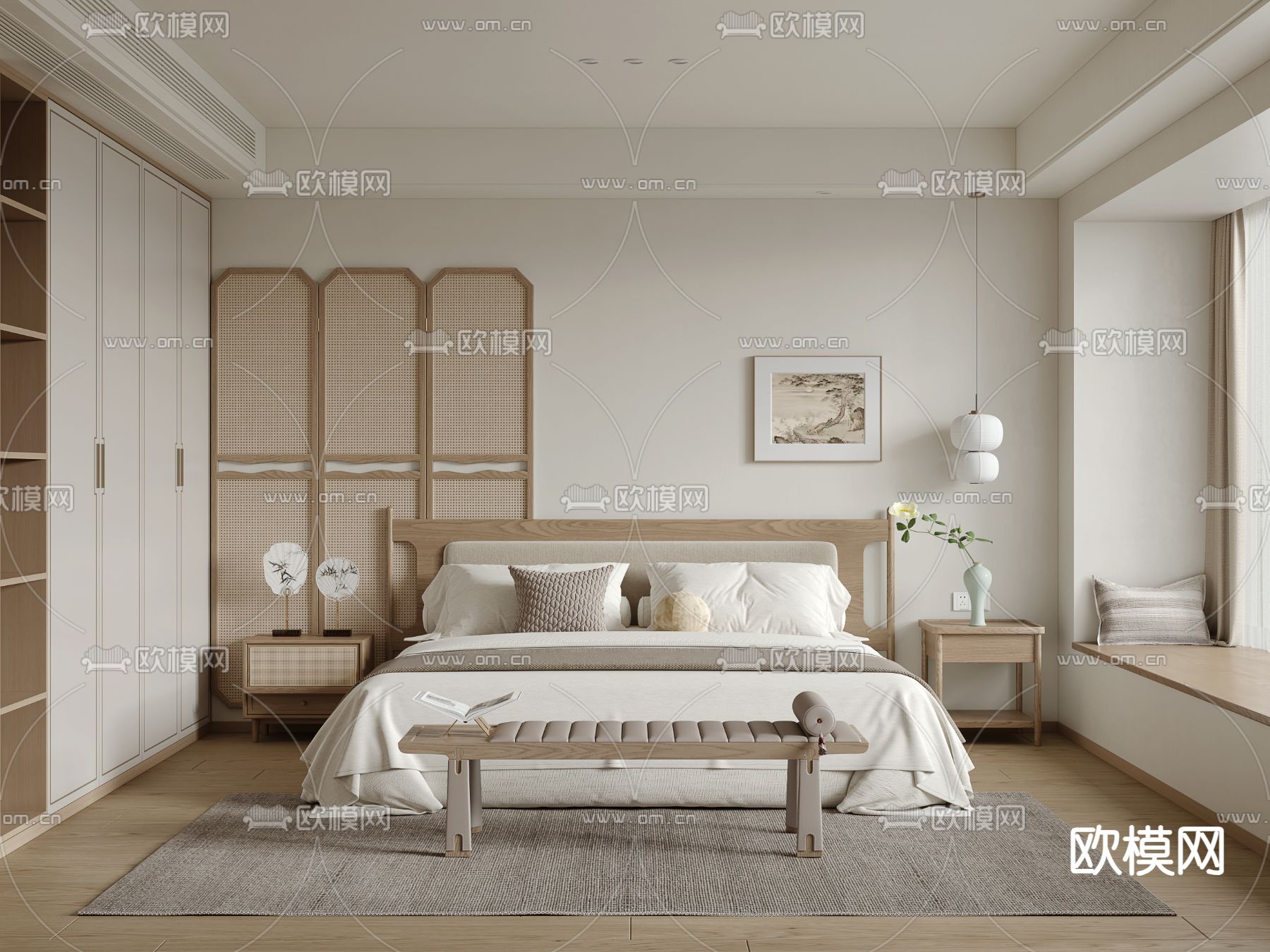 BEDROOM – MODERN STYLE – VRAY / CORONA – 3D MODEL – 2140 - thumbnail 1