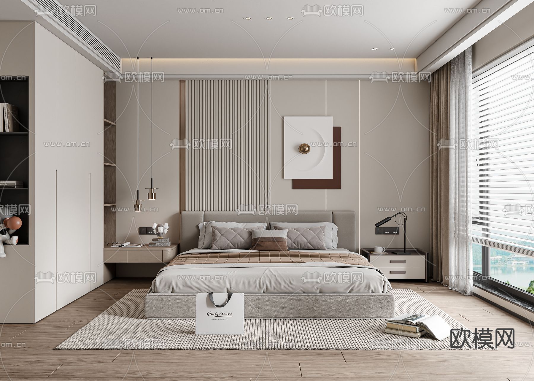 BEDROOM – MODERN STYLE – VRAY / CORONA – 3D MODEL – 2142 - thumbnail 1