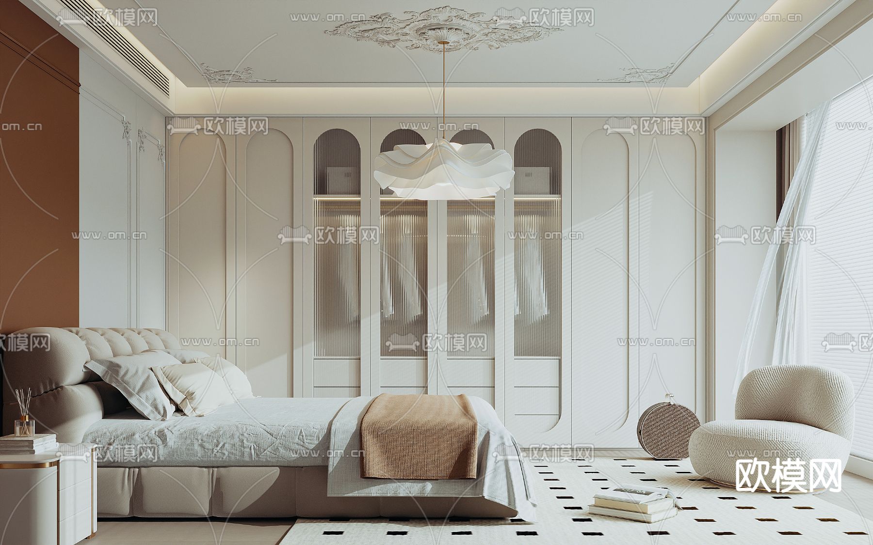 BEDROOM – MODERN STYLE – VRAY / CORONA – 3D MODEL – 2143 - thumbnail 1