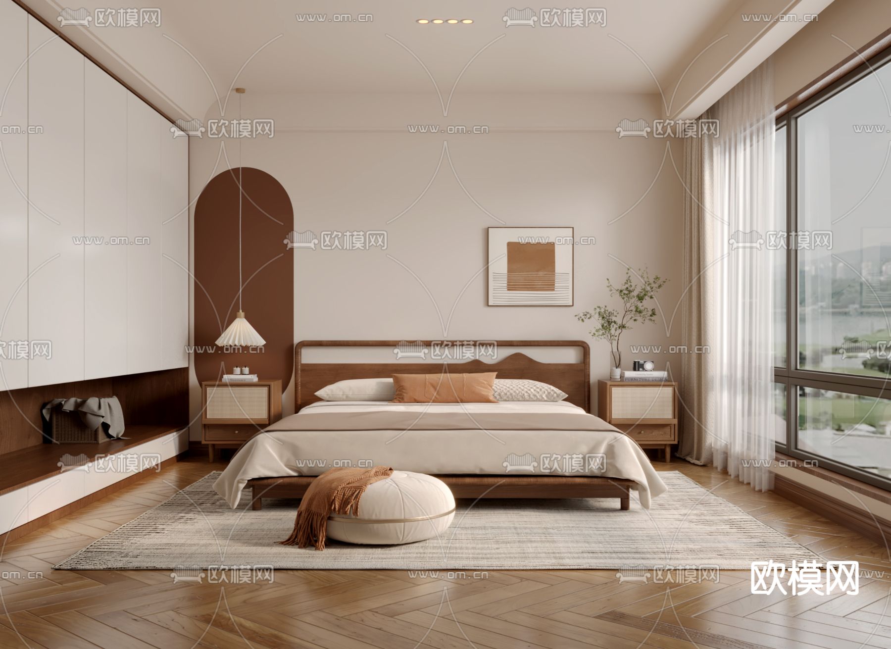 BEDROOM – MODERN STYLE – VRAY / CORONA – 3D MODEL – 2145 - thumbnail 1