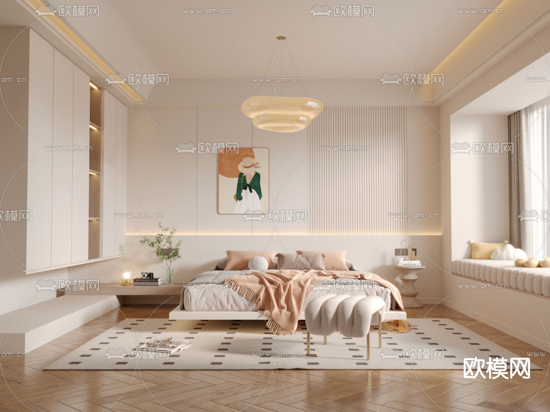 BEDROOM – MODERN STYLE – VRAY / CORONA – 3D MODEL – 2146 - thumbnail 1