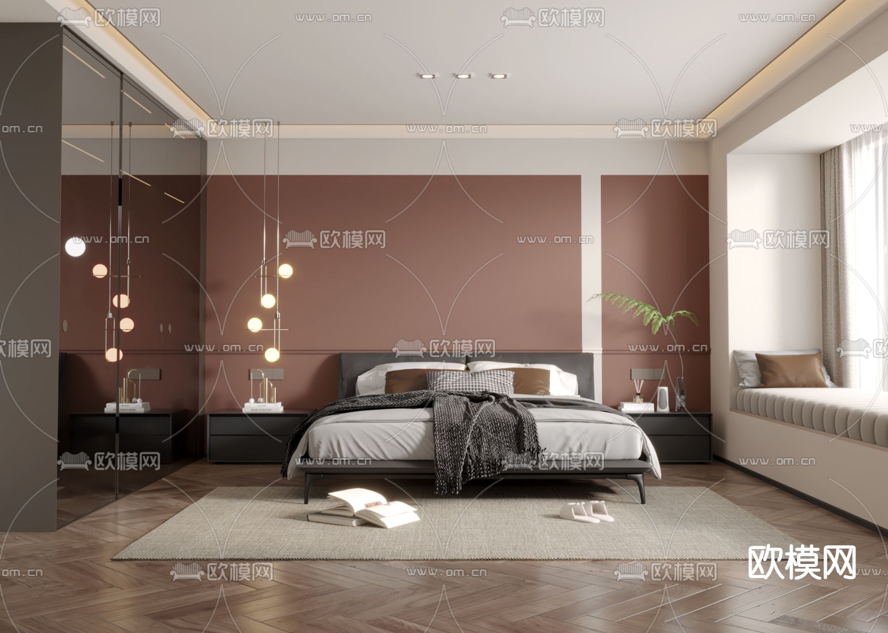 BEDROOM – MODERN STYLE – VRAY / CORONA – 3D MODEL – 2147 - thumbnail 1